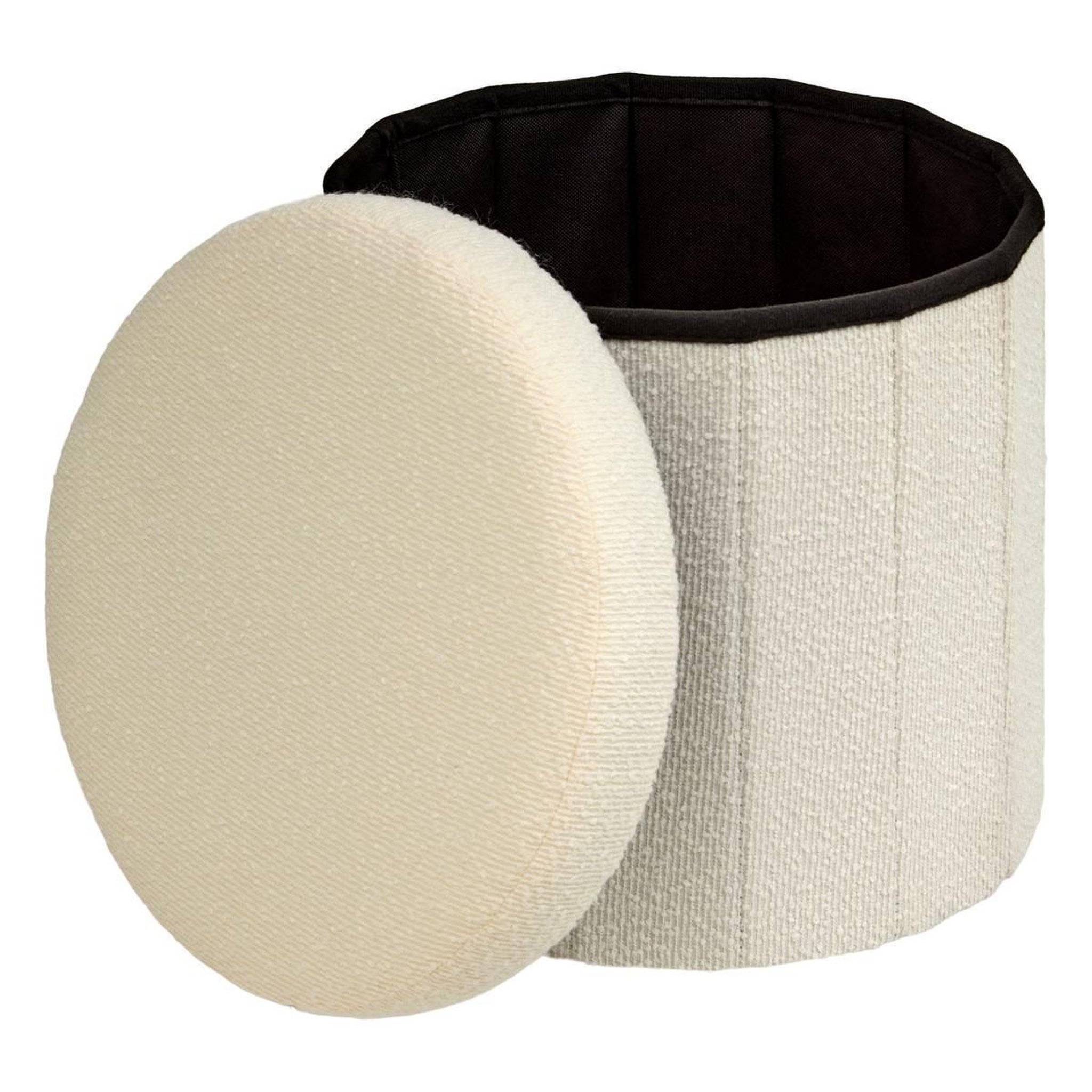 Voir la diapositive 2 : ATMOSPHERA Pouf Coffre Pliant Bouclette  Fink  38cm Blanc