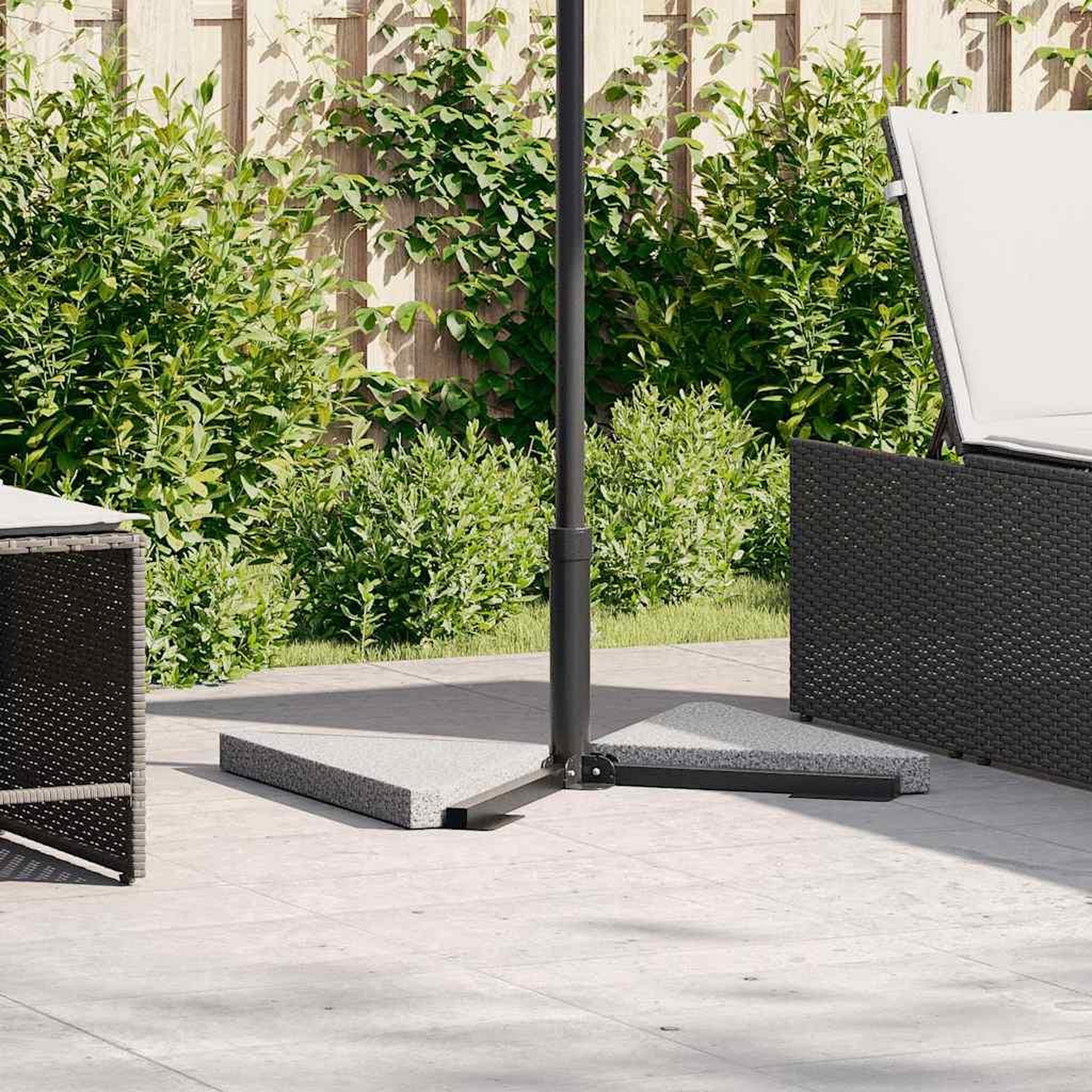Voir la diapositive 4 : VIDAXL Plaques de poids de parasol 2 pcs triangulaire granit gris 14kg