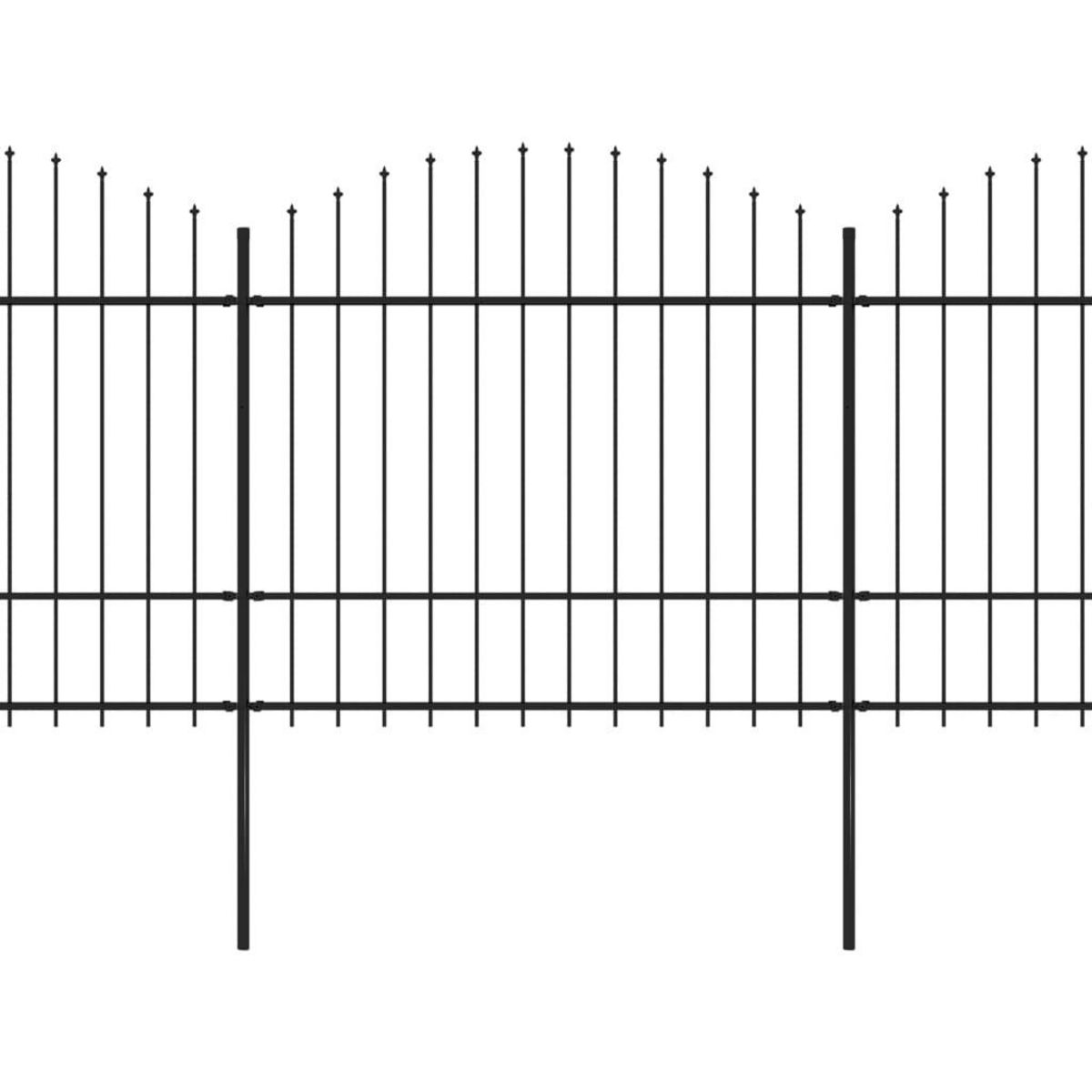 VIDAXL Cloture de jardin a dessus en lance Acier (1,5-1,75)x5,1 m Noir
