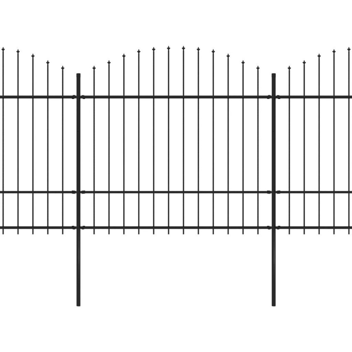 VIDAXL Cloture de jardin a dessus en lance Acier (1,5-1,75)x5,1 m Noir
