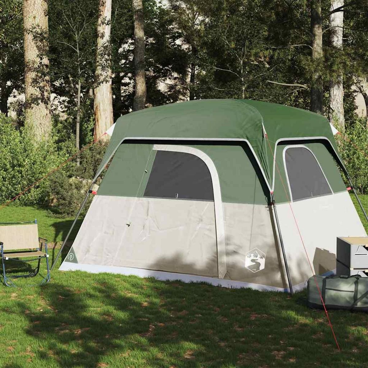 VIDAXL Tente de camping de cabine 4 personnes vert impermeable