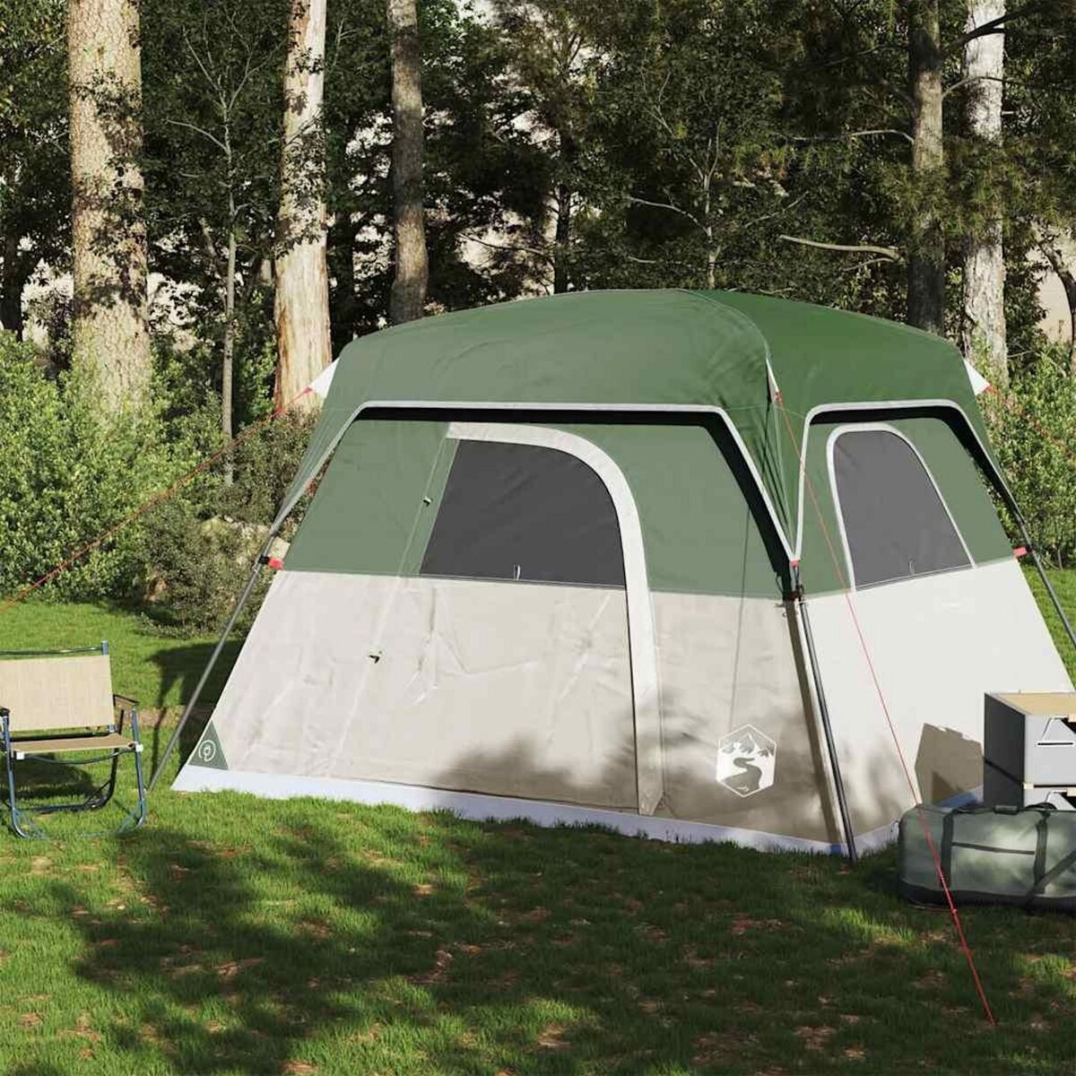 VIDAXL Tente de camping de cabine 4 personnes vert impermeable