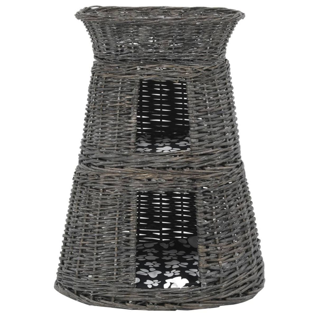 VIDAXL Jeu de panier pour chats 3 pcs avec coussins Gris 47x34x60 cm