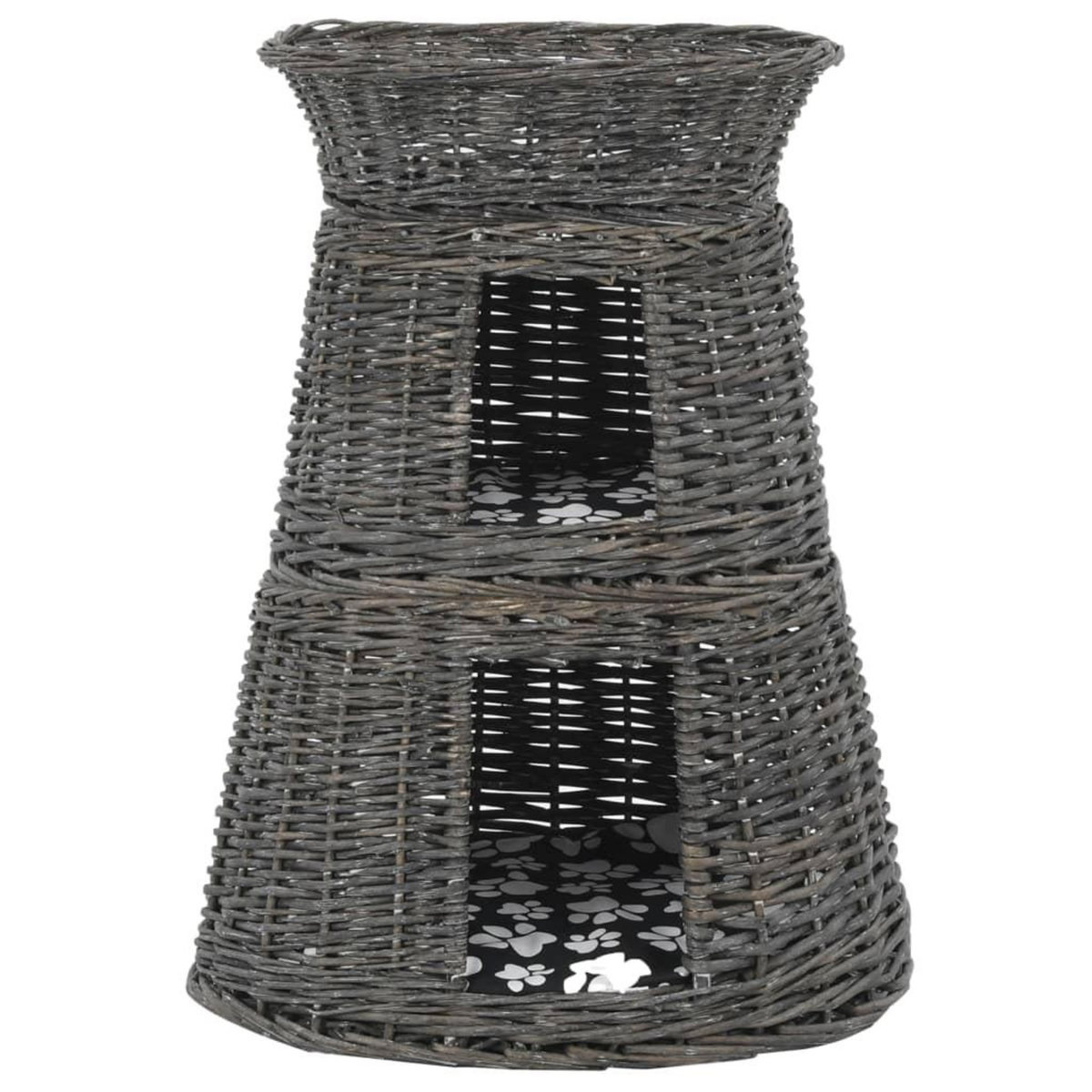 VIDAXL Jeu de panier pour chats 3 pcs avec coussins Gris 47x34x60 cm