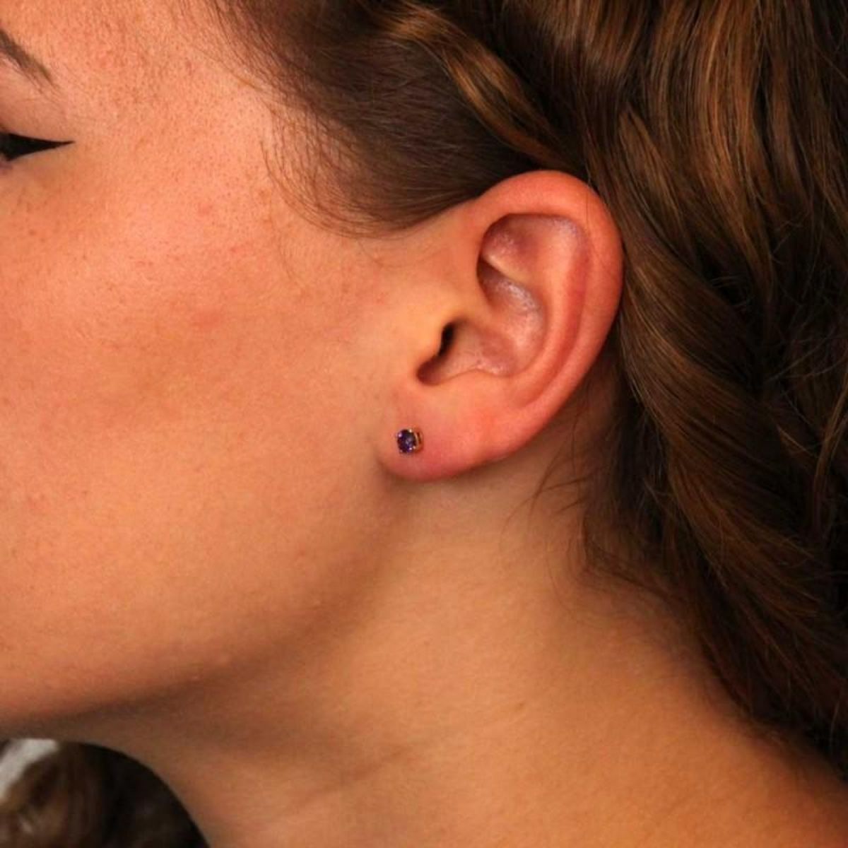 L'ATELIER D'AZUR Boucles d'Oreilles Or Jaune et Améthyste Ronde