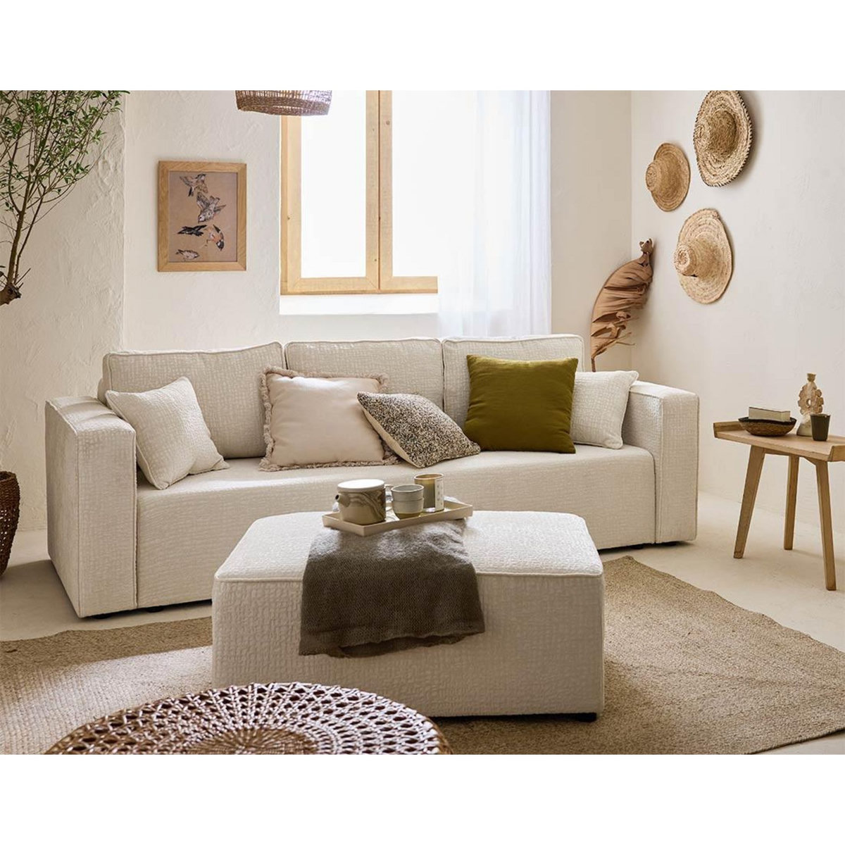 BEST MOBILIER Topaze - canapé 3 places - convertible avec coffre - en tissu velours relief