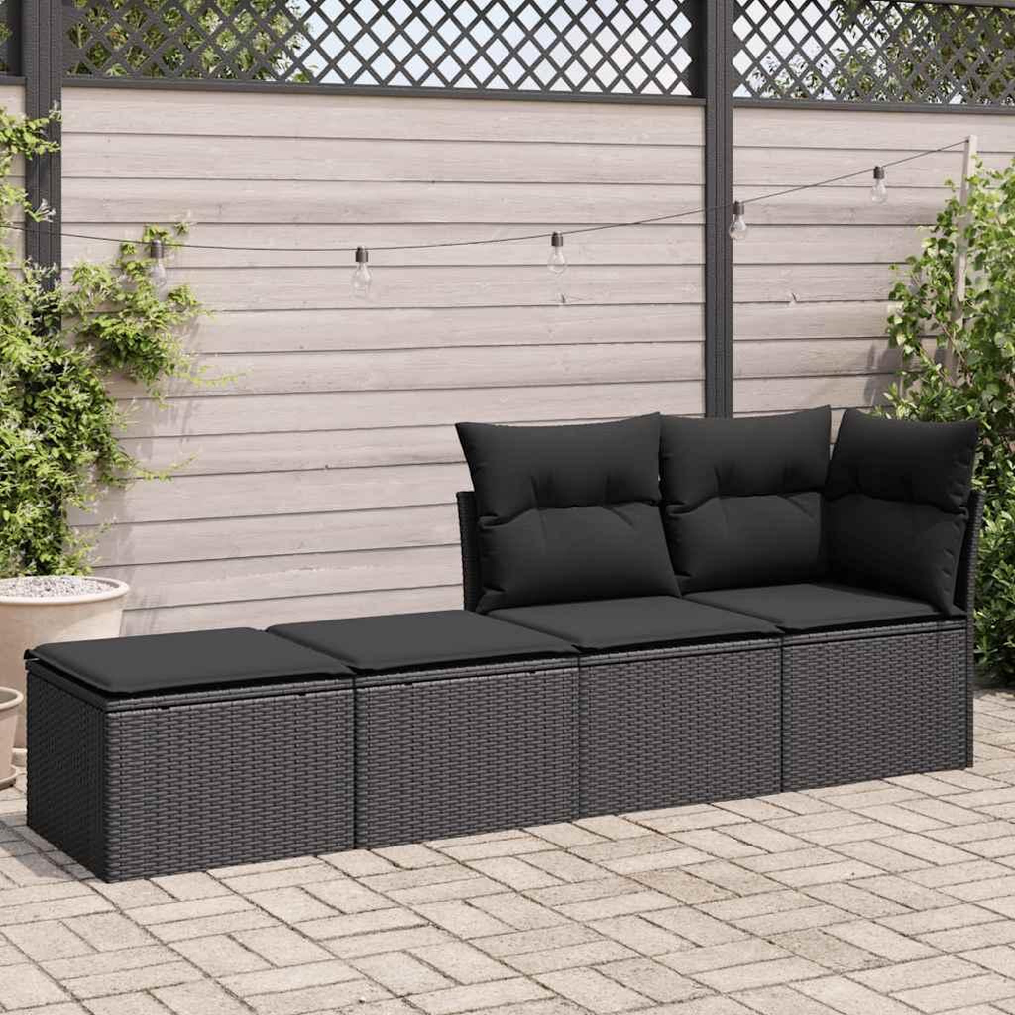 Voir la diapositive 3 : VIDAXL Salon de jardin avec coussins 2 pcs noir resine tressee acacia