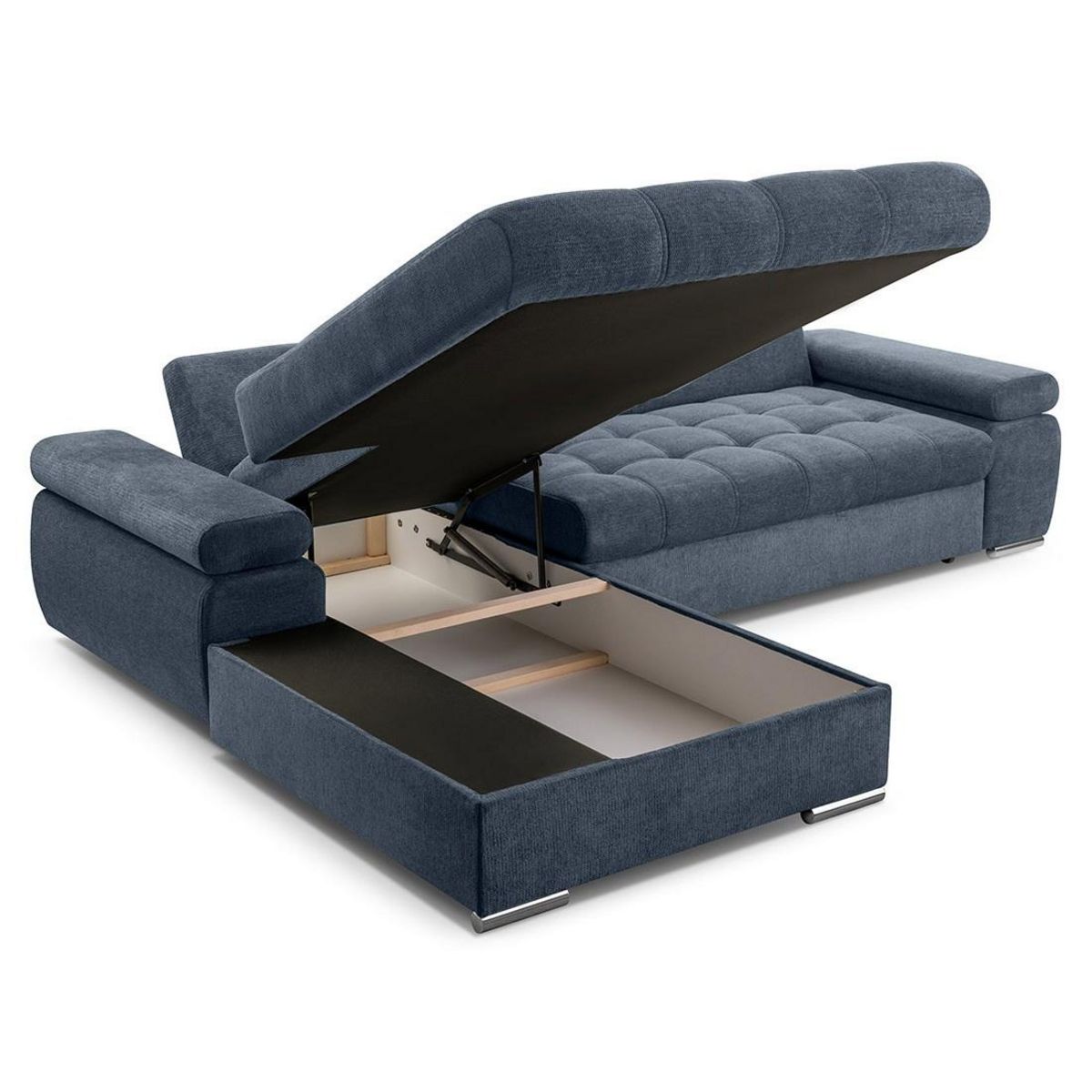 BEST MOBILIER Bianca - canapé d'angle gauche 4 places convertible avec coffre en tissu texturé