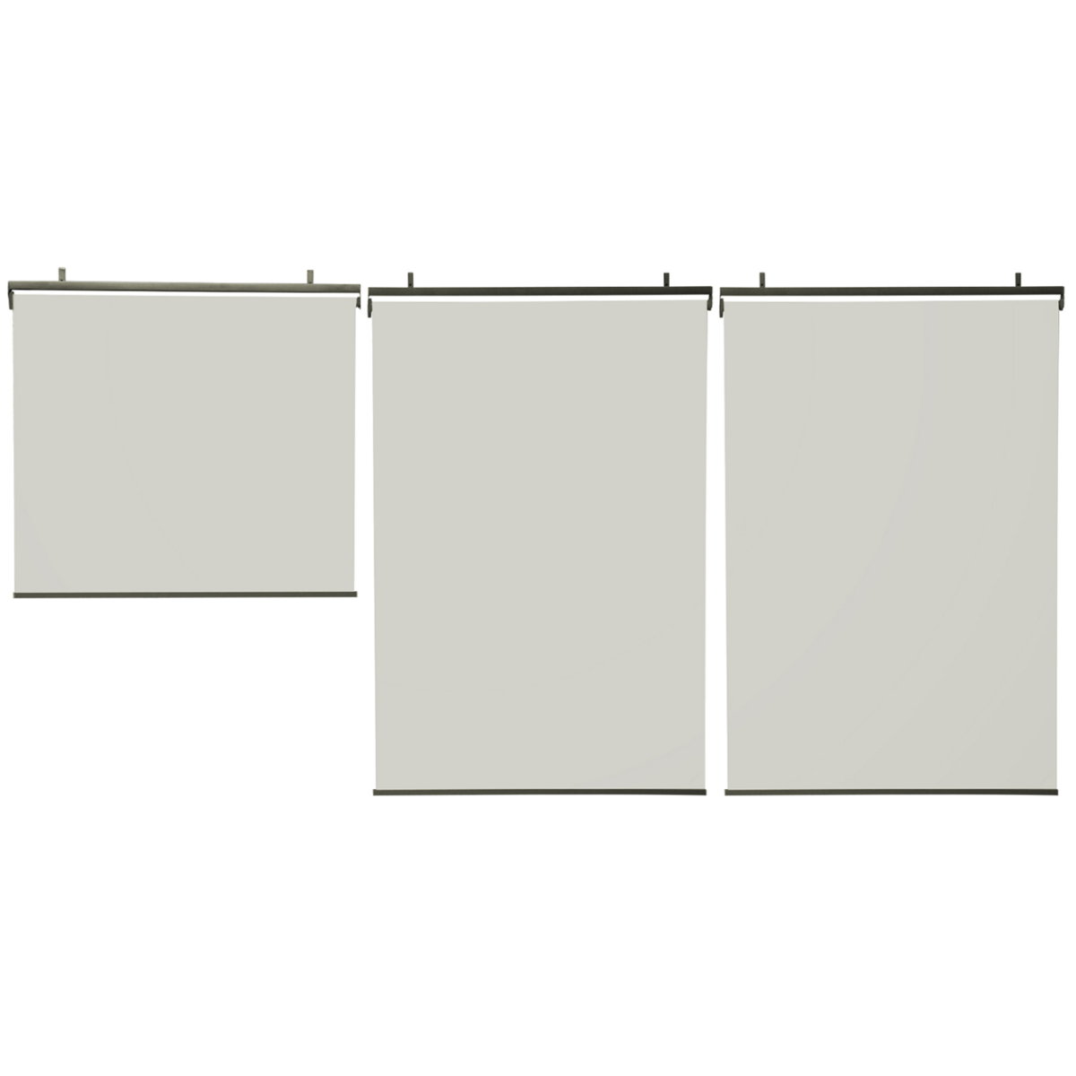 ID MARKET Lot de 3 stores enrouleurs L.124 x H. 225 CM pour pergola écru