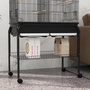Voir la diapositive 4 : PAWHUT Grande cage oiseaux - cage perroquet - grande volière sur roulettes - étagère, plateaux coulissants, accessoires - noir