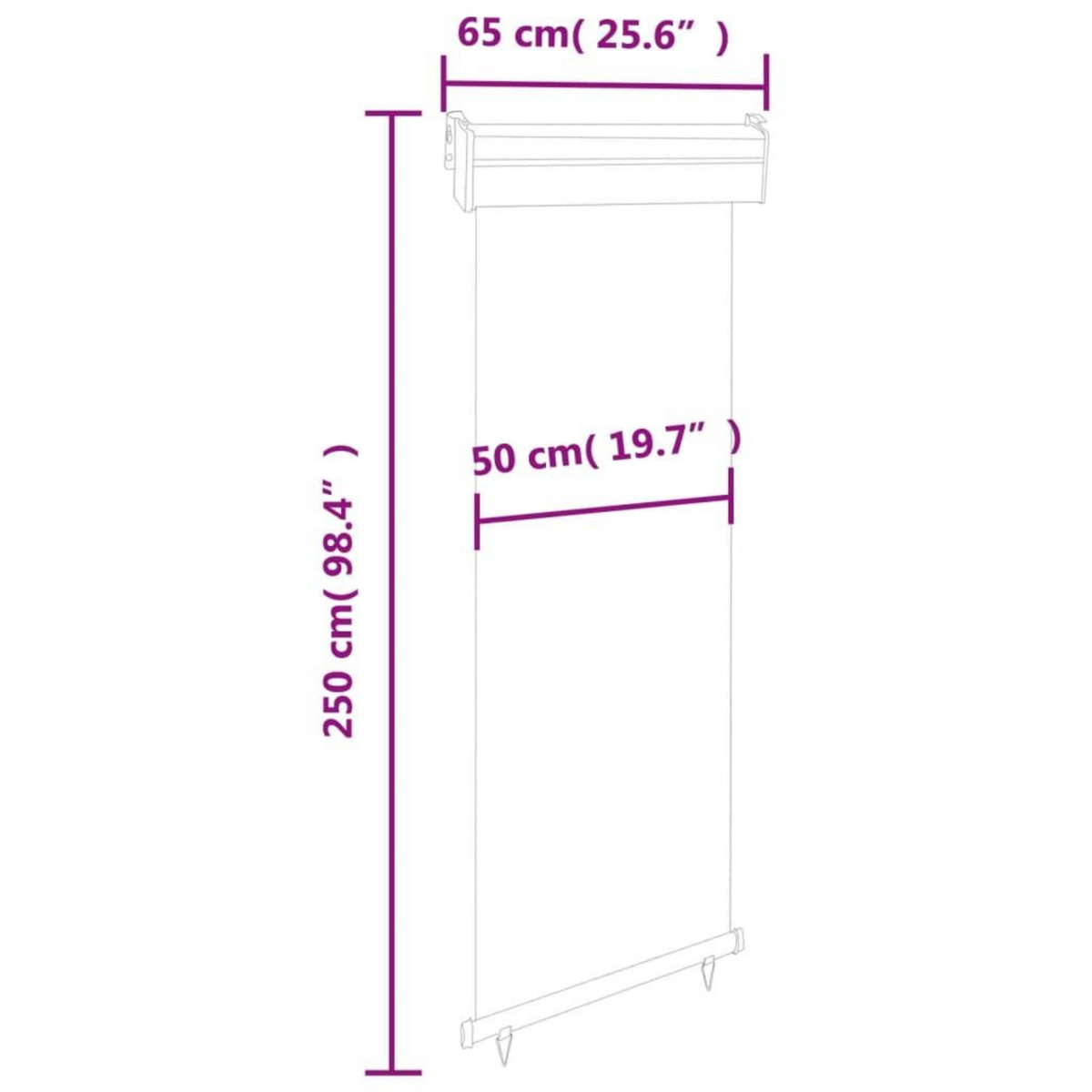 VIDAXL Auvent lateral de balcon 65x250 cm noir