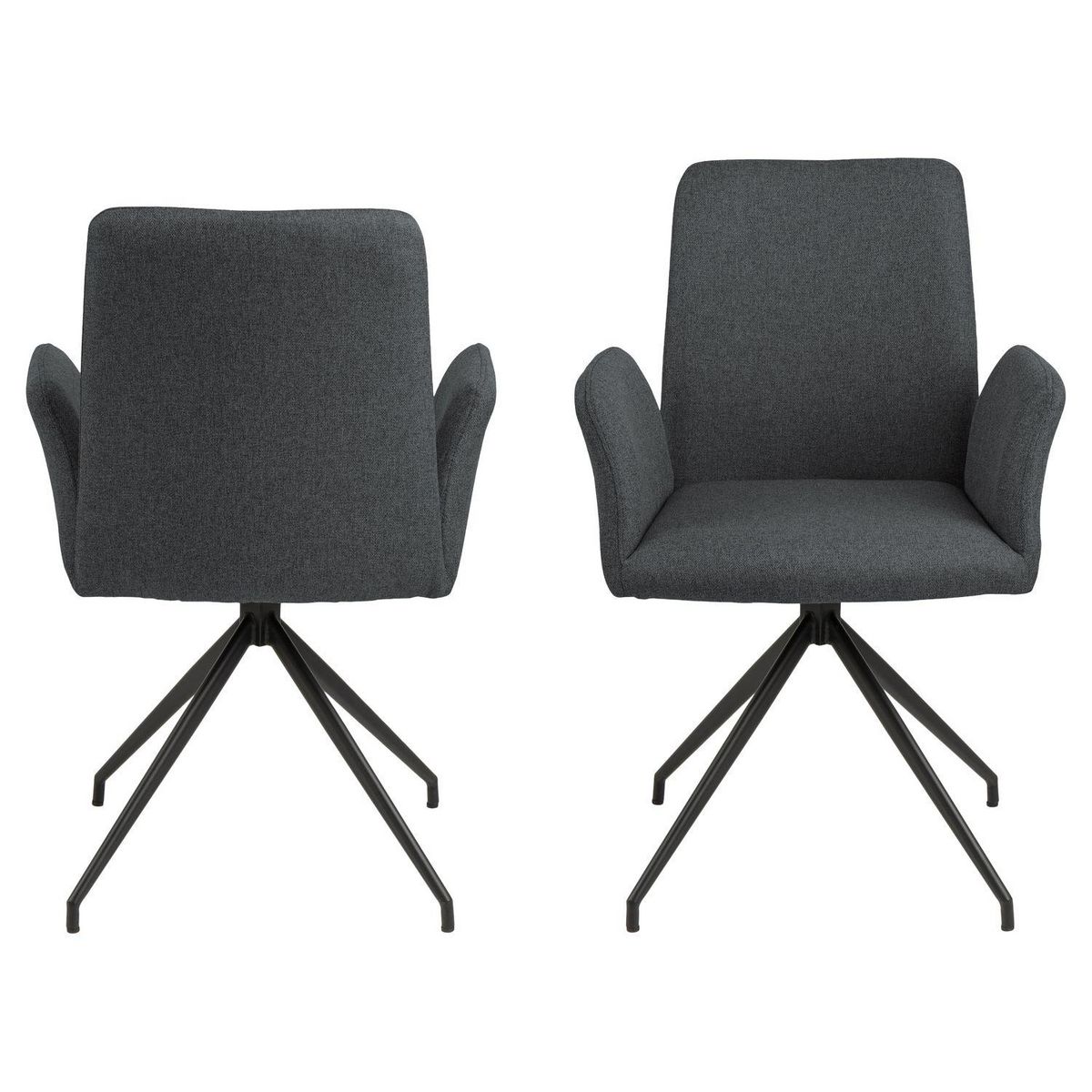 TOILINUX Fauteuil de table Lou en tissu - Gris foncé
