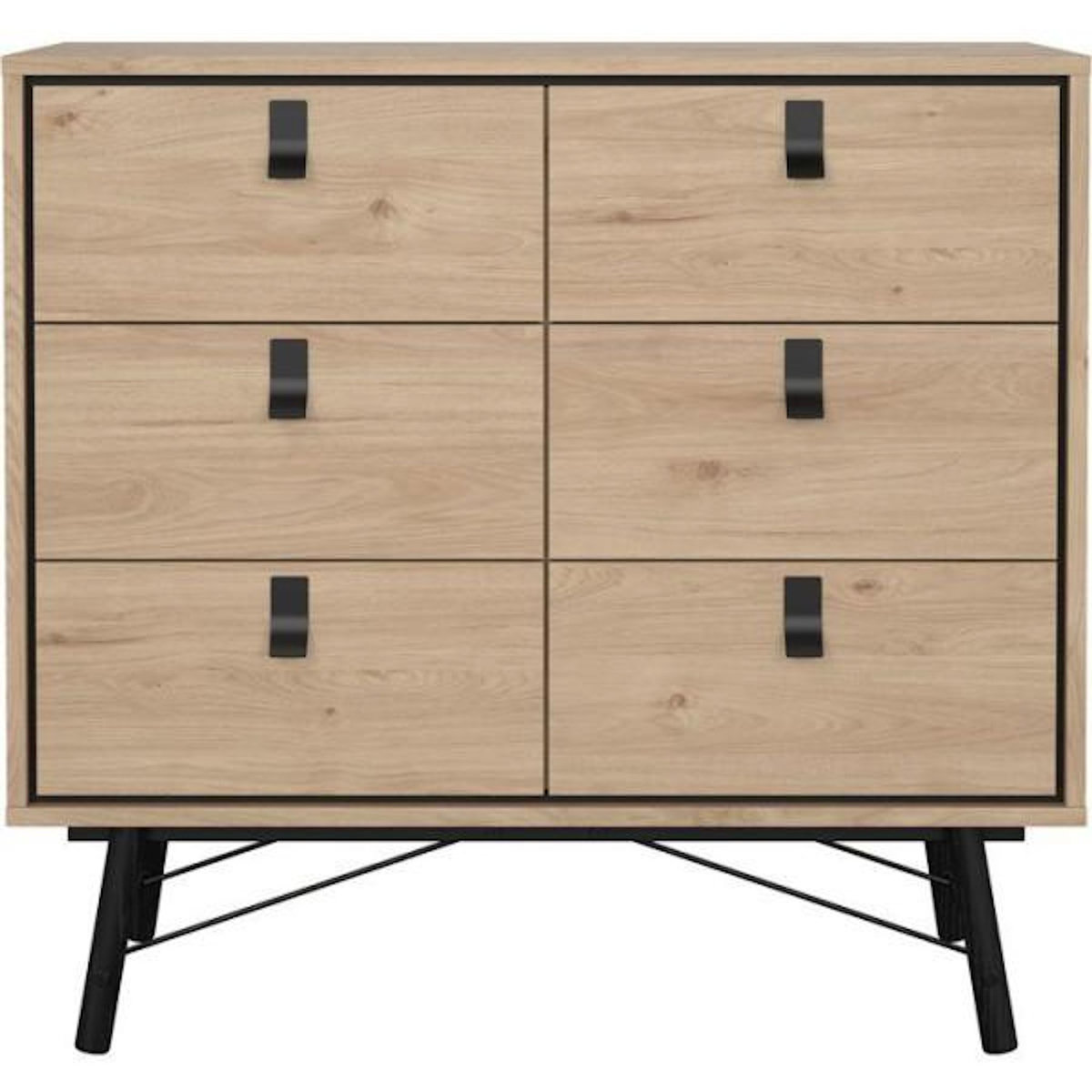 MARKET24 Commode RY - 6 Tiroirs - Décor Chene - L101,8 x P40,1 x H94,8 cm