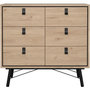 Voir la diapositive 3 : MARKET24 Commode RY - 6 Tiroirs - Décor Chene - L101,8 x P40,1 x H94,8 cm