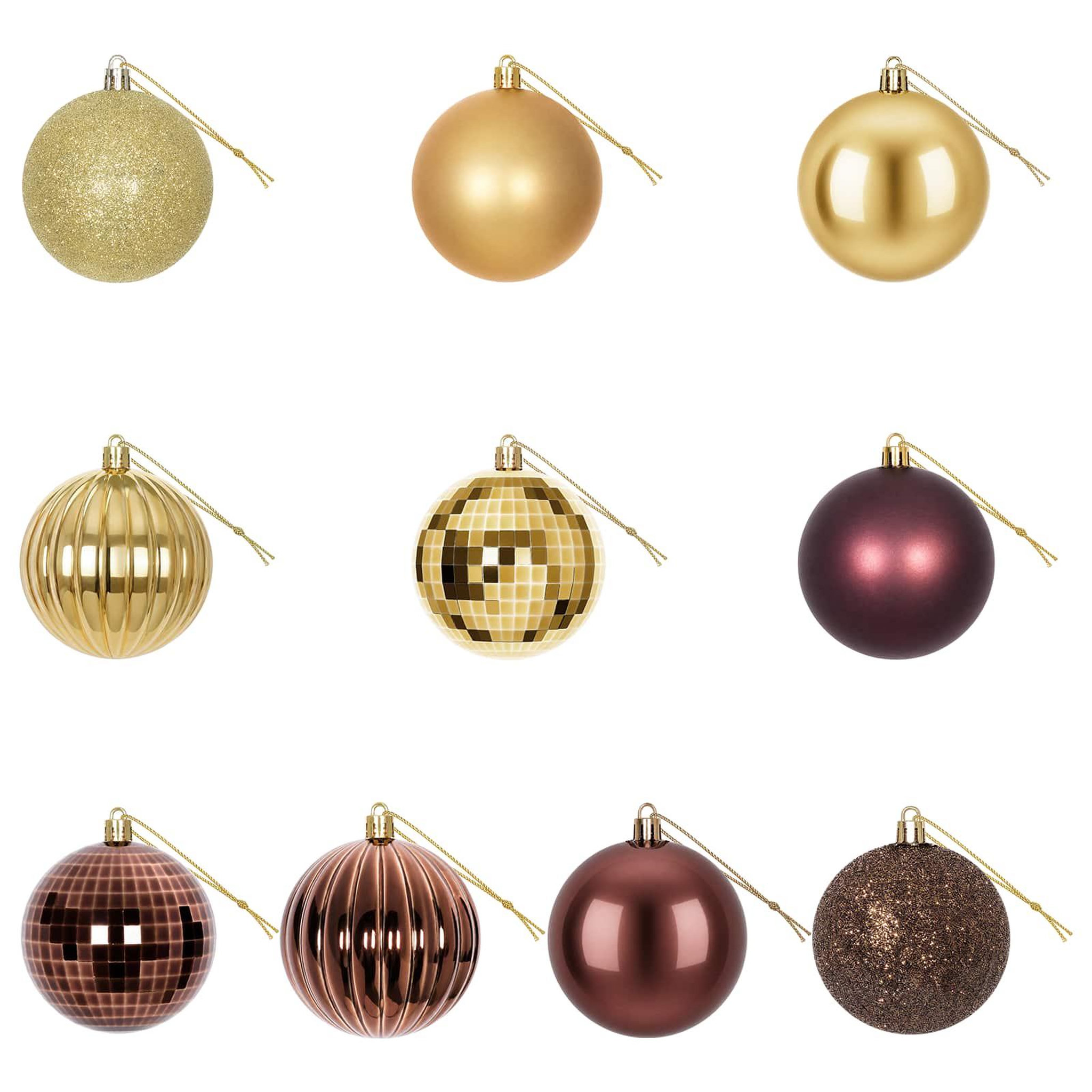 Voir la diapositive 5 : VIDAXL Ensemble de boules de Noël 50 pc Marron et or Diam. 8 cm