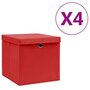 Voir la diapositive 1 : VIDAXL Boîtes de rangement avec couvercles 4 pcs 28x28x28 cm Rouge