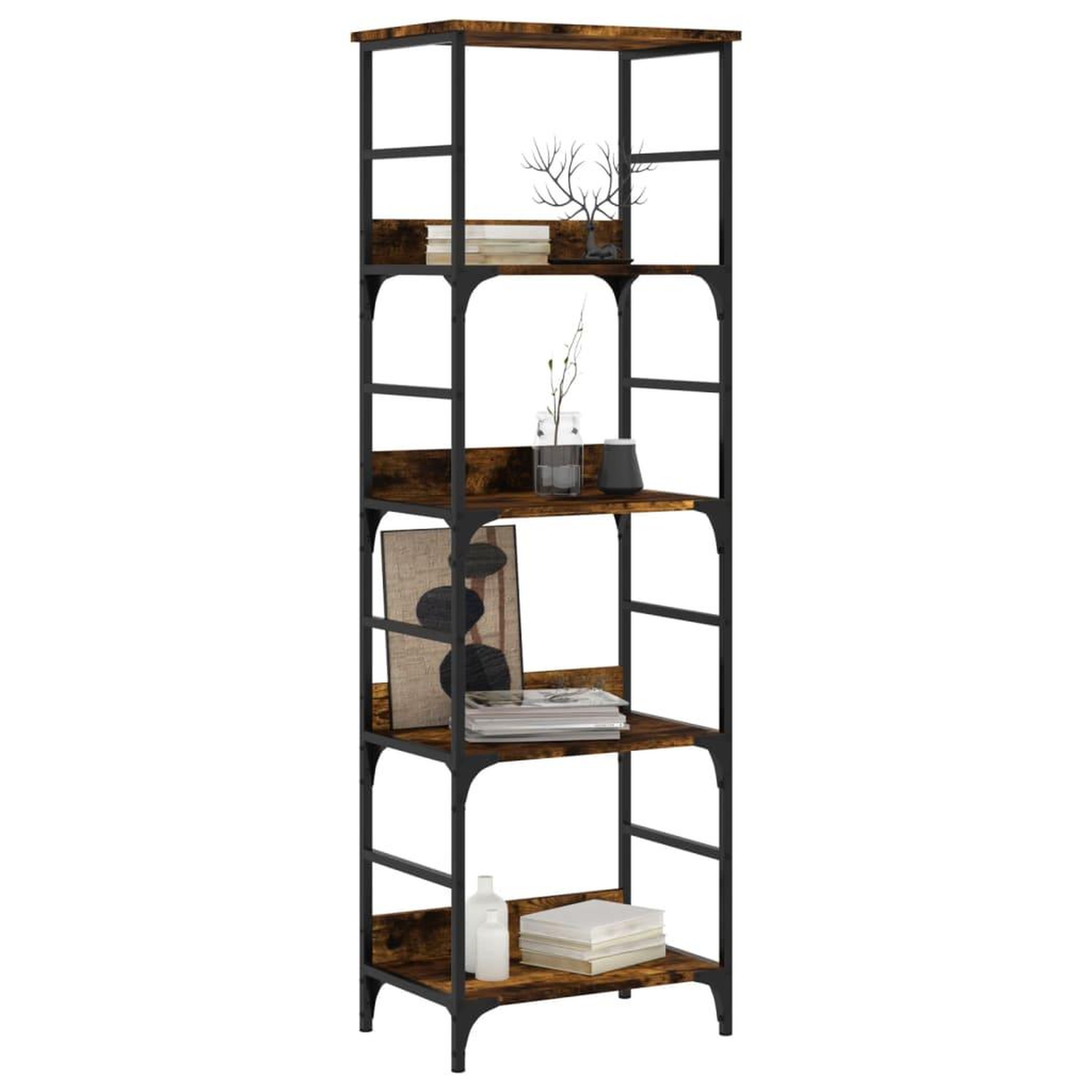 Voir la diapositive 3 : VIDAXL Bibliotheque chene fume 50x33x153 cm bois d'ingenierie