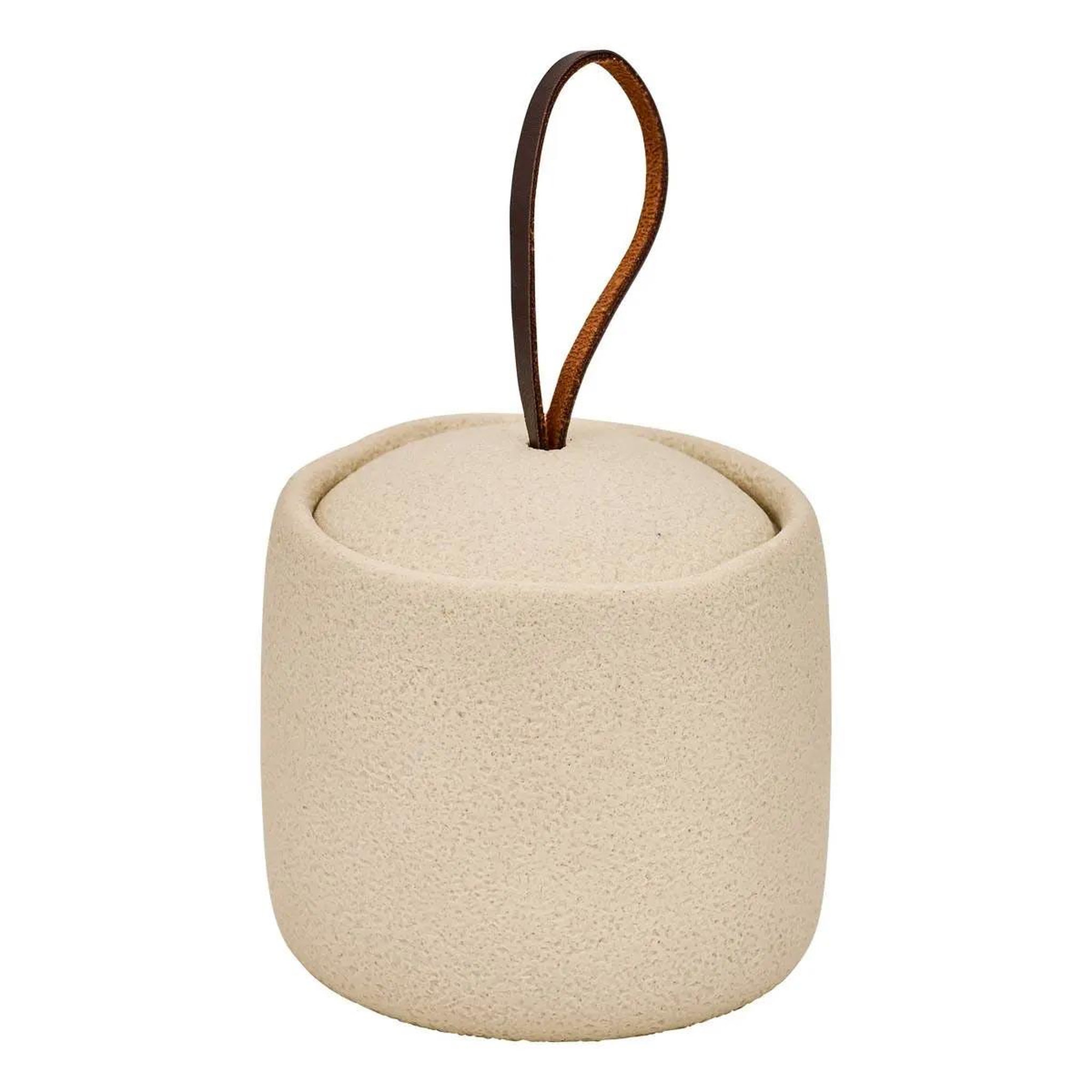 FIVE Pot à cotons en résine  olea  10cm beige