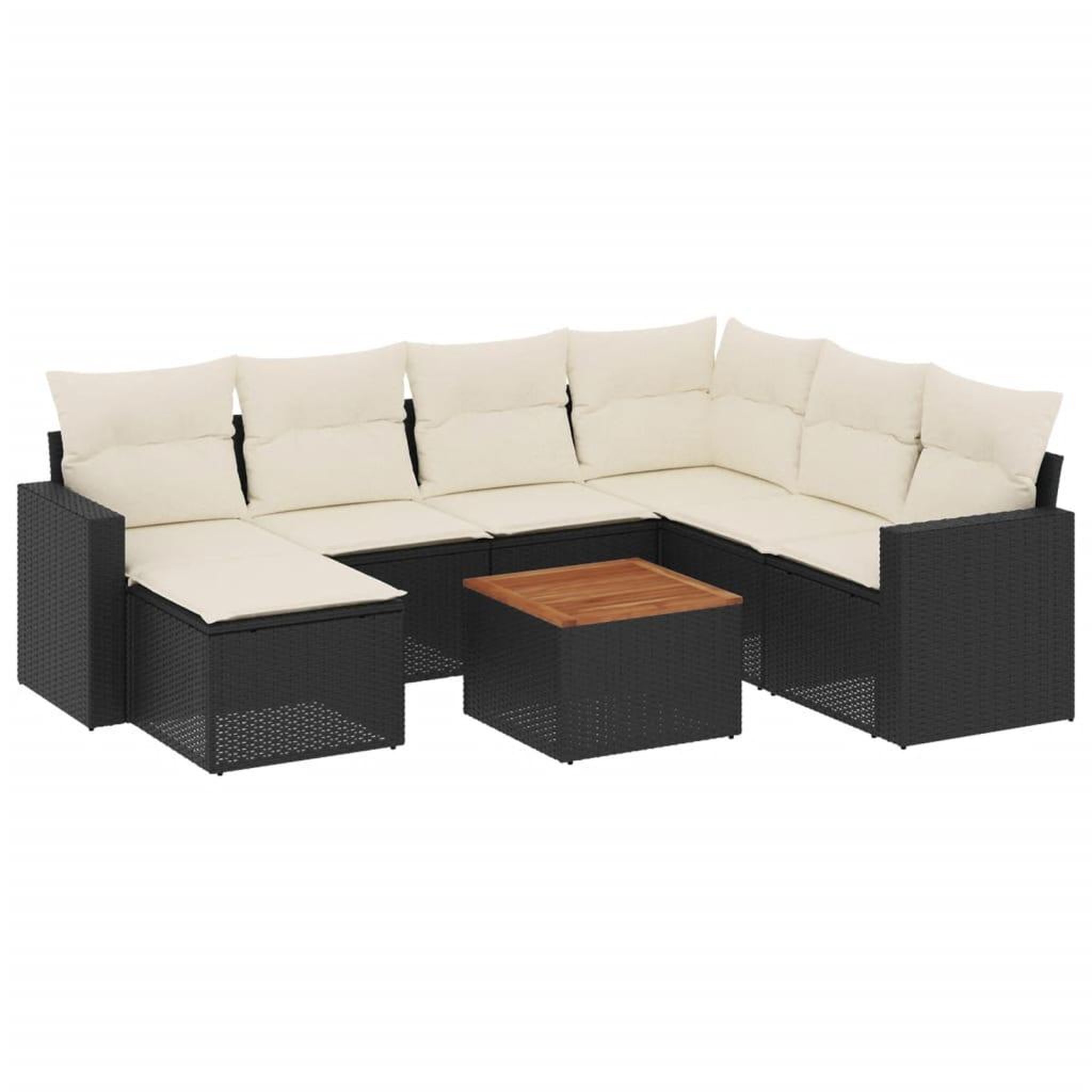 Voir la diapositive 2 : VIDAXL Salon de jardin 8 pcs avec coussins noir resine tressee