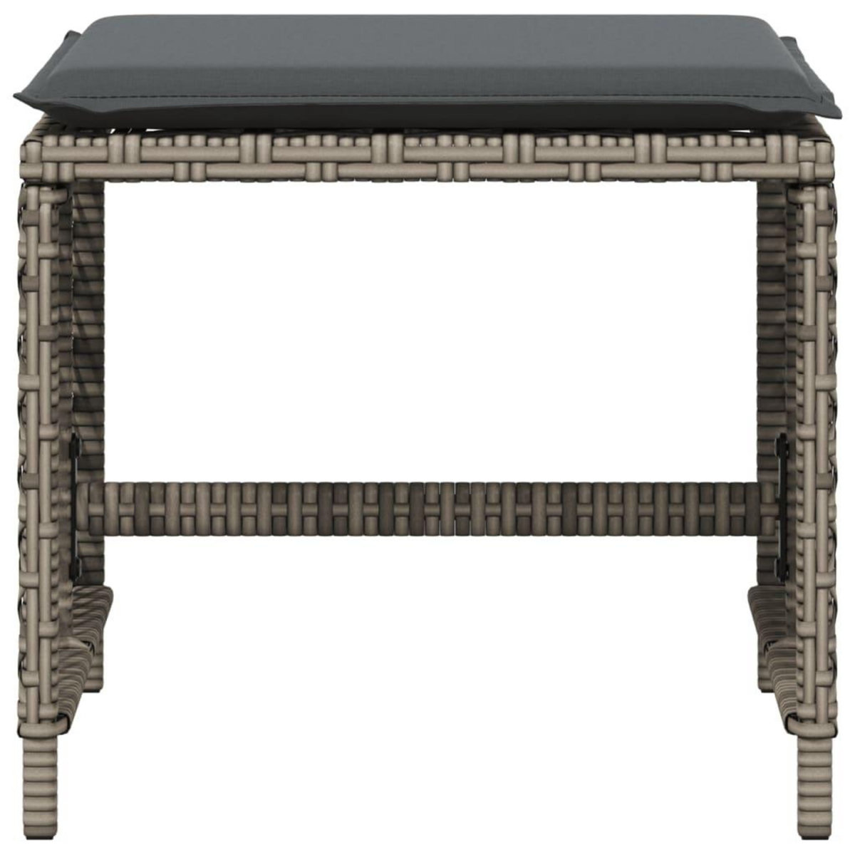 VIDAXL Tabourets de jardin et coussins lot de 4 gris 41x41x36 cm rotin