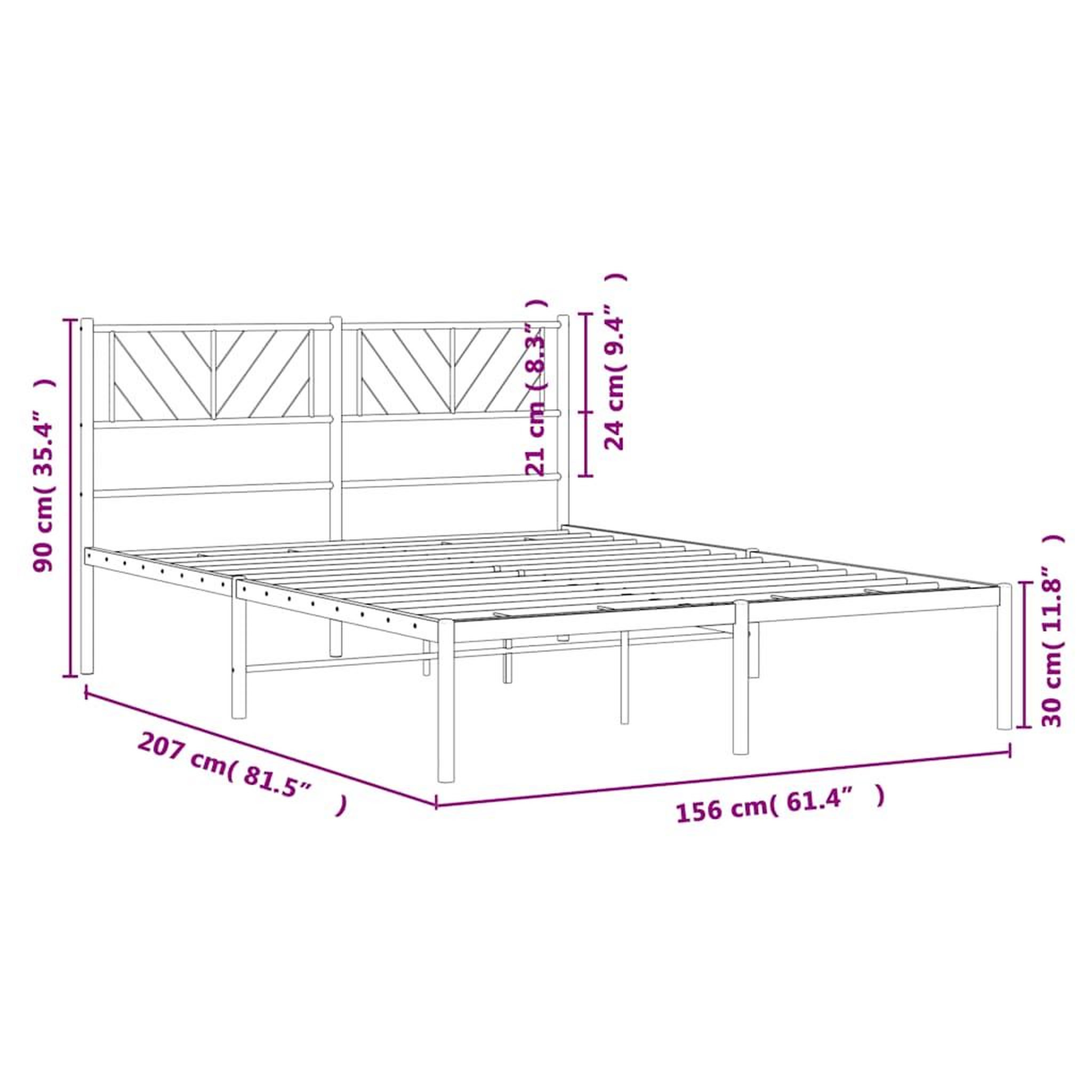 Voir la diapositive 6 : VIDAXL Cadre de lit metal sans matelas avec tete de lit noir 150x200cm