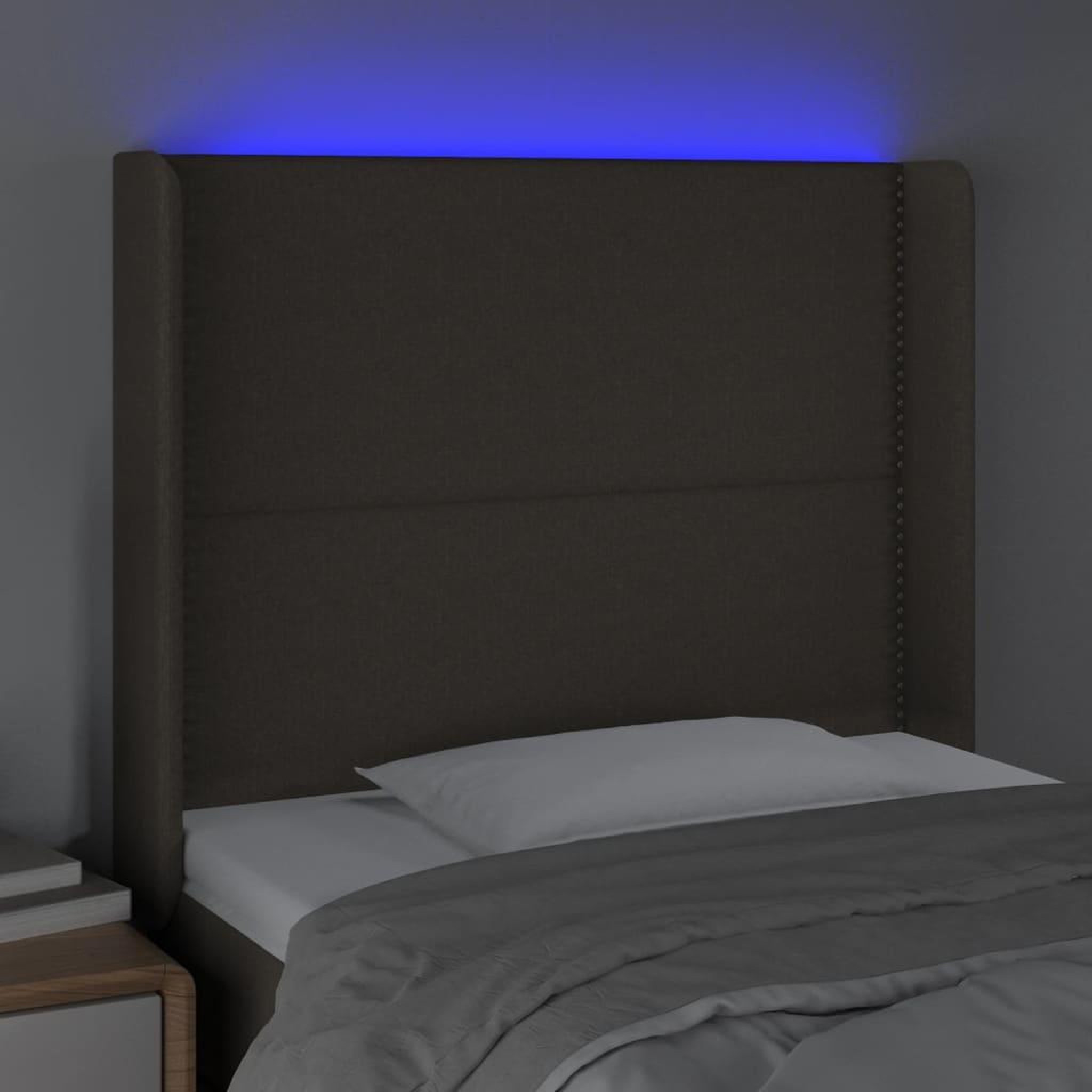 Voir la diapositive 4 : VIDAXL Tete de lit a LED Taupe 103x16x118/128 cm Tissu