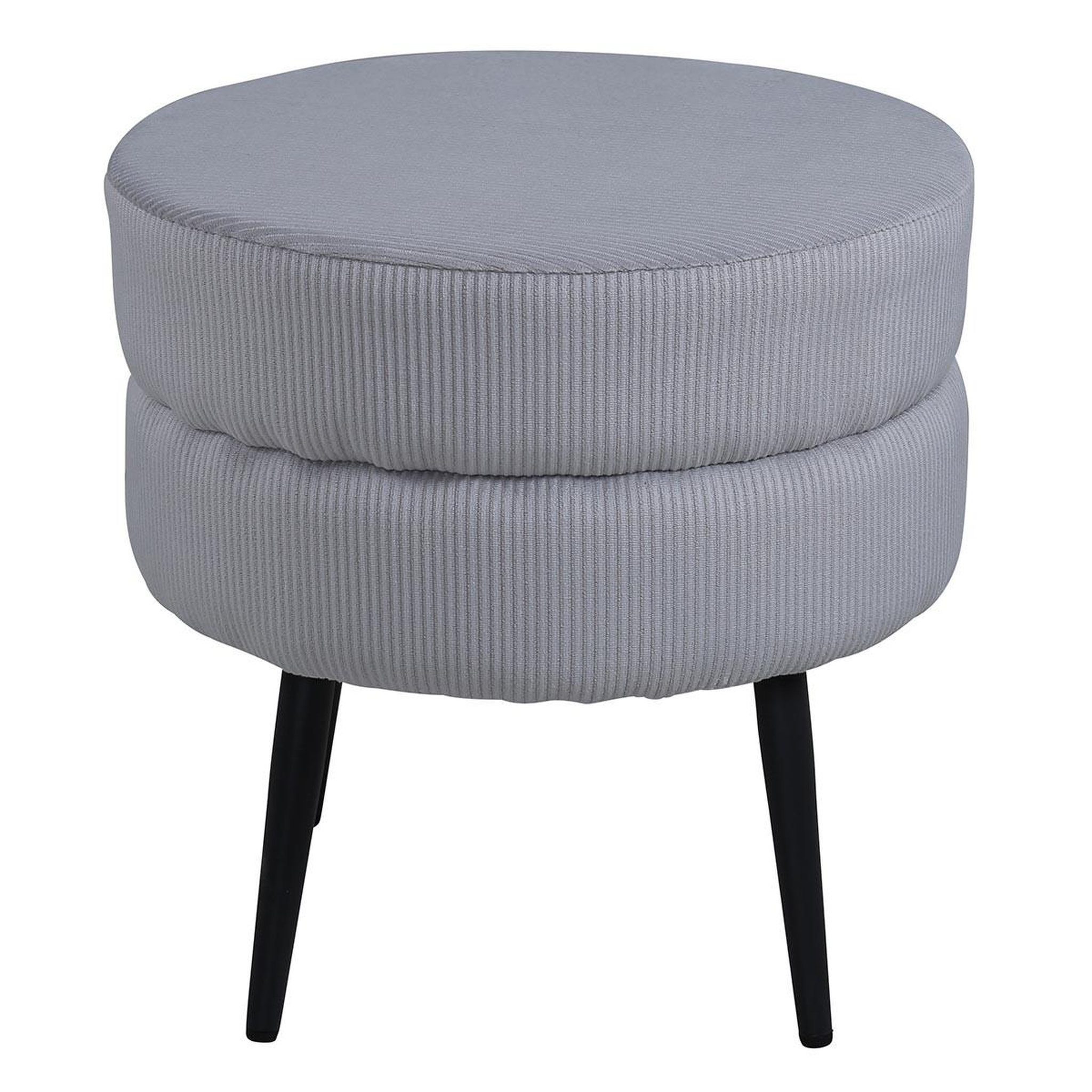 Paris Prix Pouf design en velours côtelé  pot  40cm gris