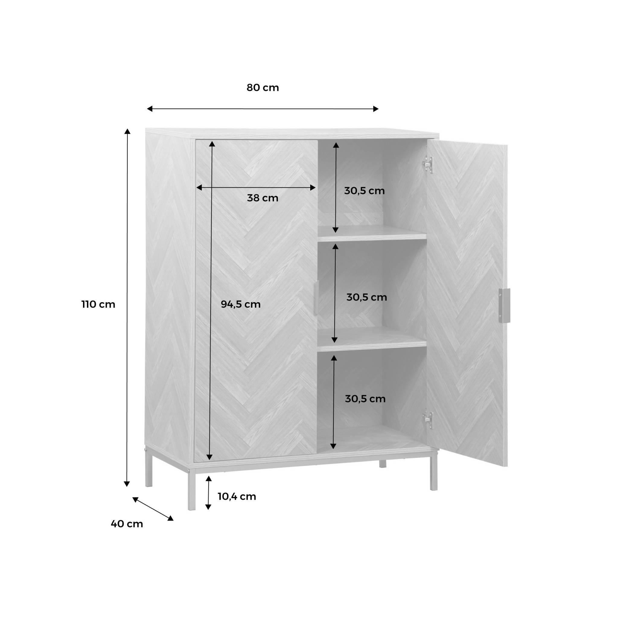 Voir la diapositive 4 : SWEEEK Vaisselier. Budapest. 2 étagères. 2 portes. buffet haut. L 80 cm x l 40 cm x H 110 cm