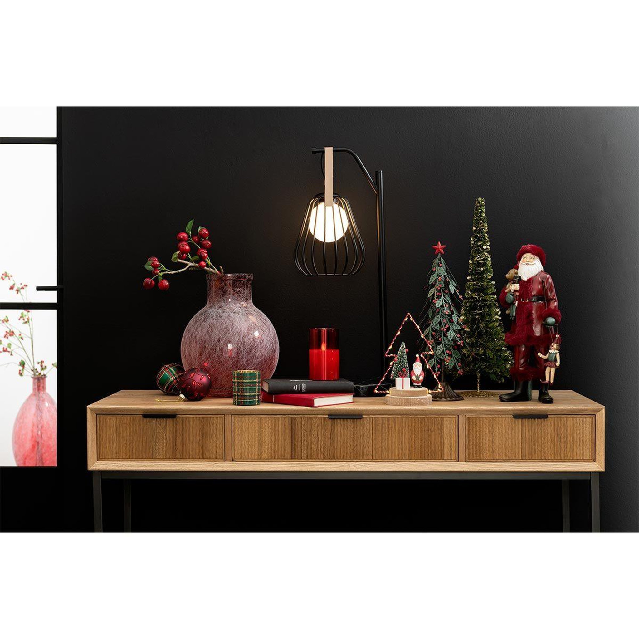 Voir la diapositive 3 : J-LINE Sapin de Noël à Poser  Feuilles  40cm Vert & Rouge