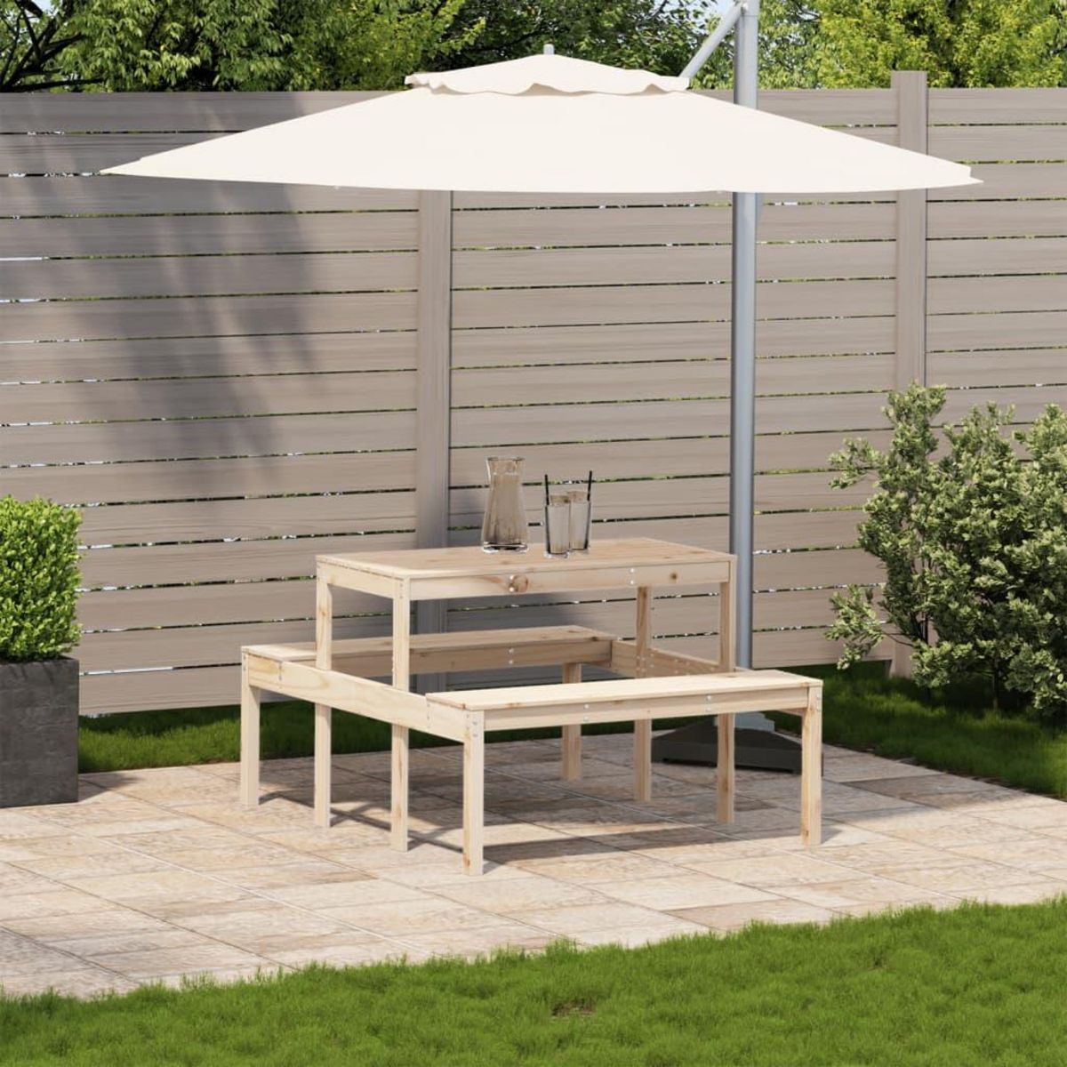 VIDAXL Table de pique-nique 110x134x75 cm bois massif de pin