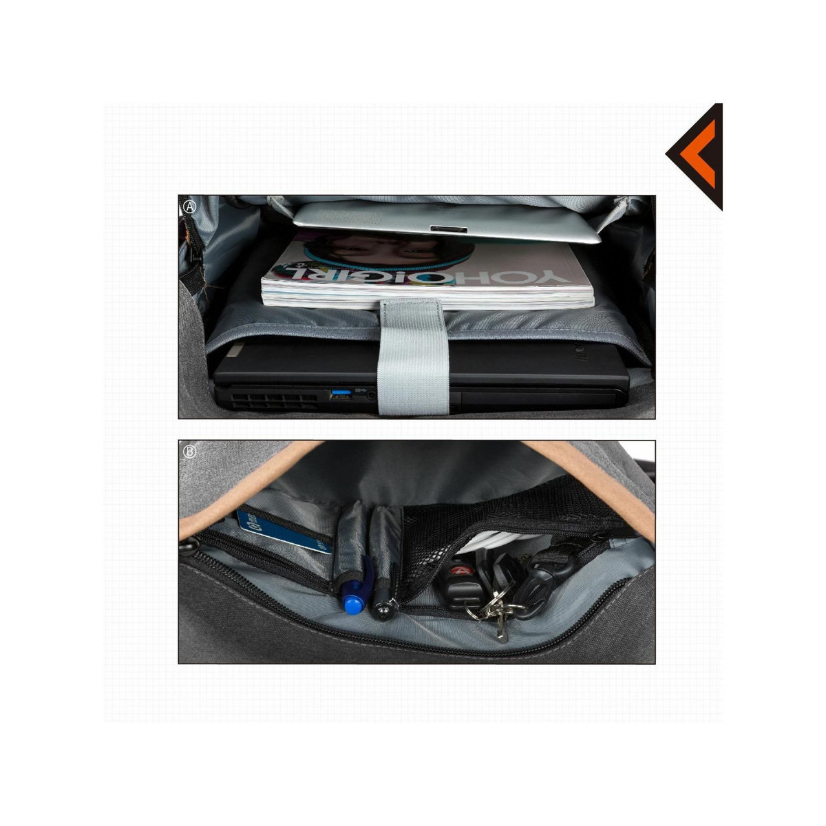 KINGCAMP Sac à dos - Kingcamp - Modèle Glacier - Gris - 12 Litres - 24 x 12 x 40 cm