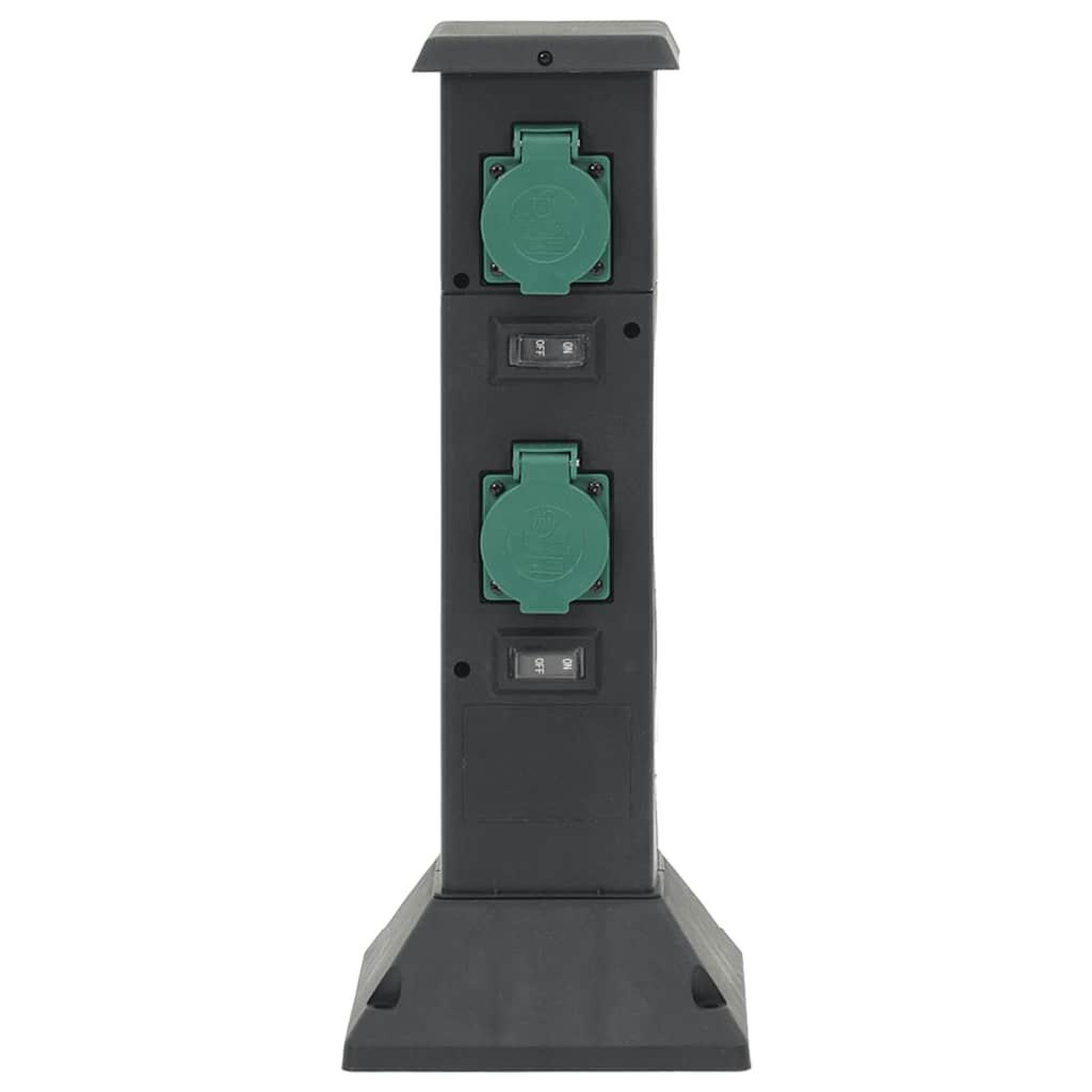 Voir la diapositive 2 : VIDAXL Colonne de prise d'exterieur a 4 voies noir vert 16x16x39,5 cm