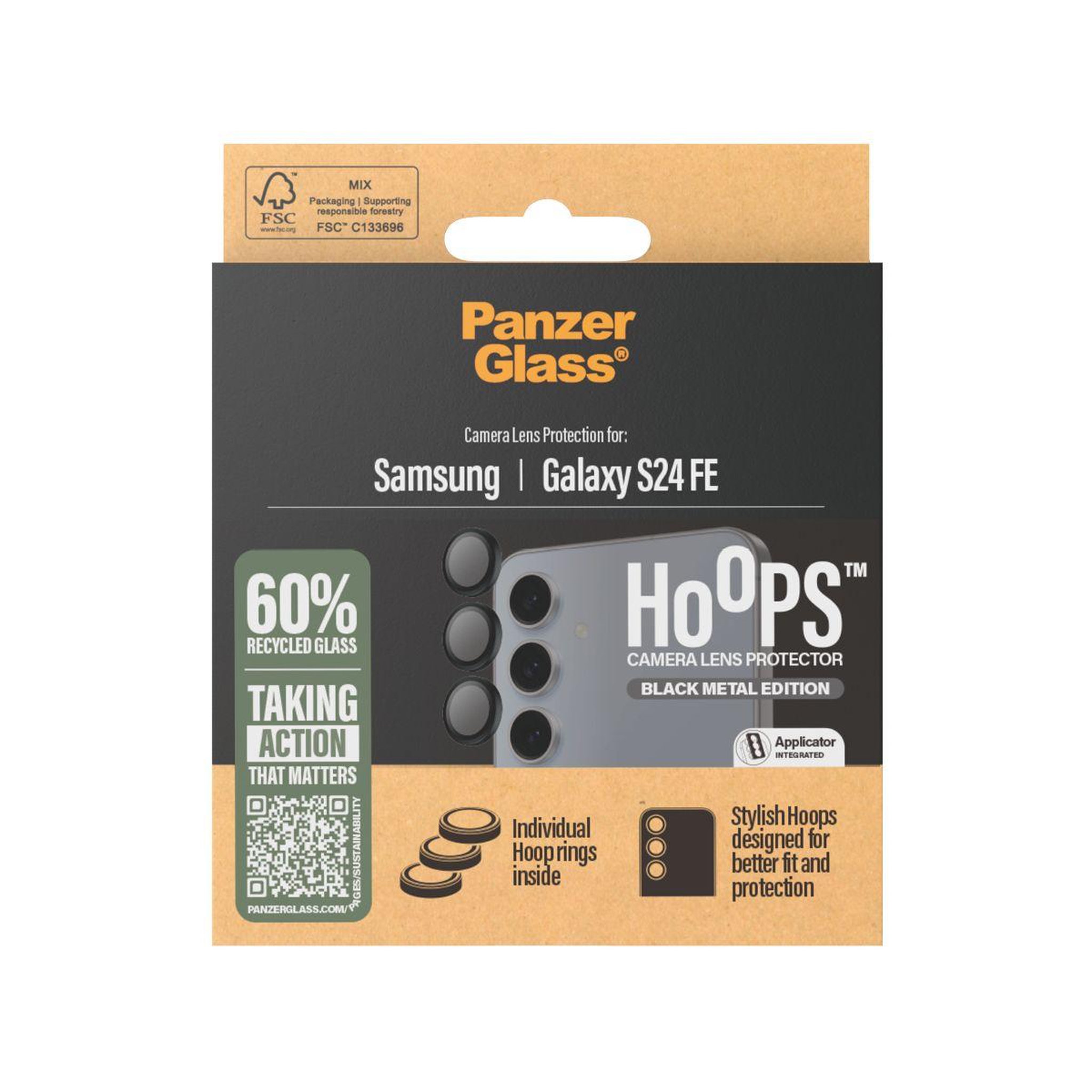 Voir la diapositive 3 : PANZERGLASS Protège écran Galaxy S24FE protège objectif Hoops