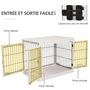 Voir la diapositive 6 : PAWHUT Cage pour chien animaux cage en bois MDF classe E1 3 portes verrouillables max. 30 Kg dim. 81L x 58l x 66H cm blanc noir