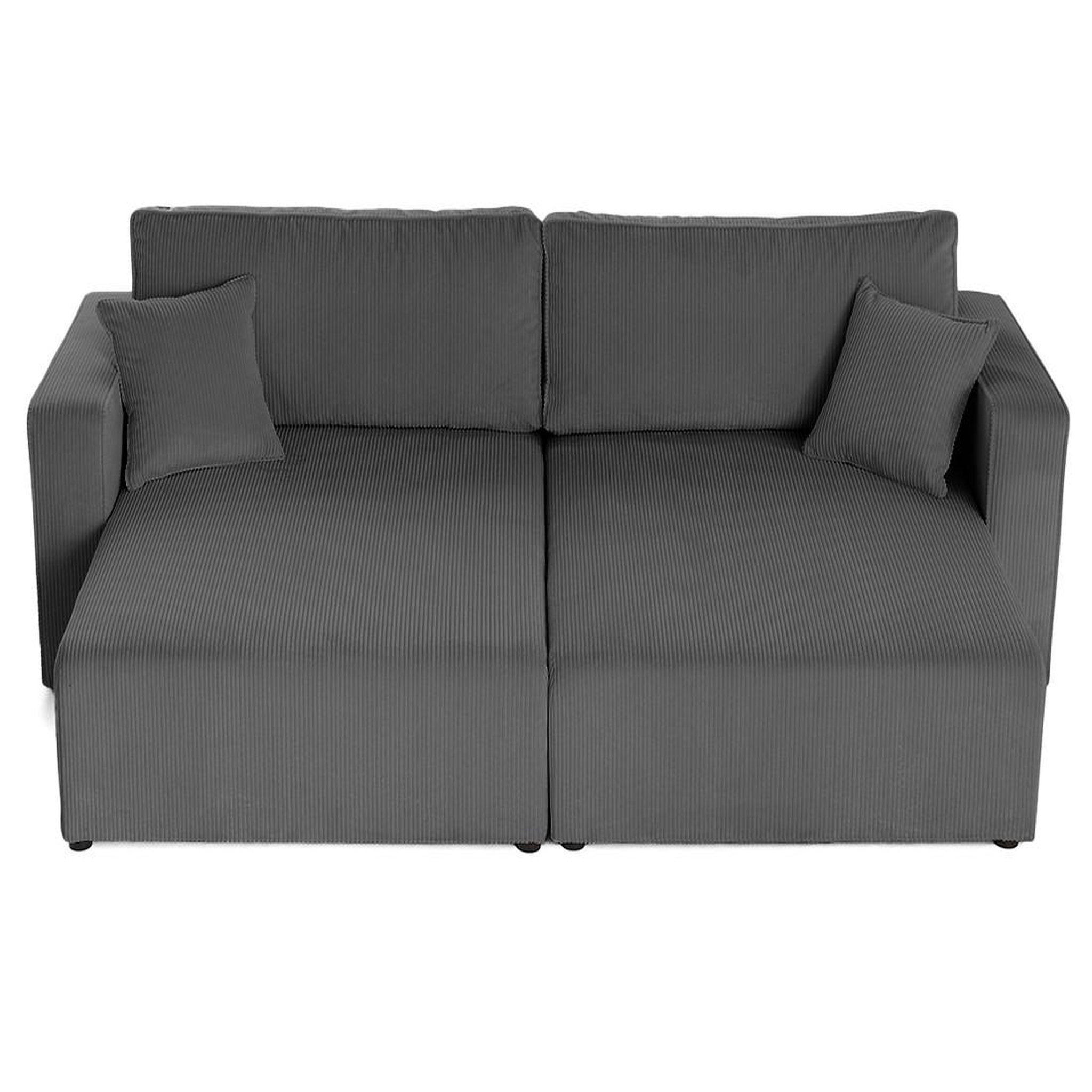 Voir la diapositive 3 : BEST MOBILIER Topaze - canapé droit 4 places avec double méridienne - assise profonde - en velours côtelé