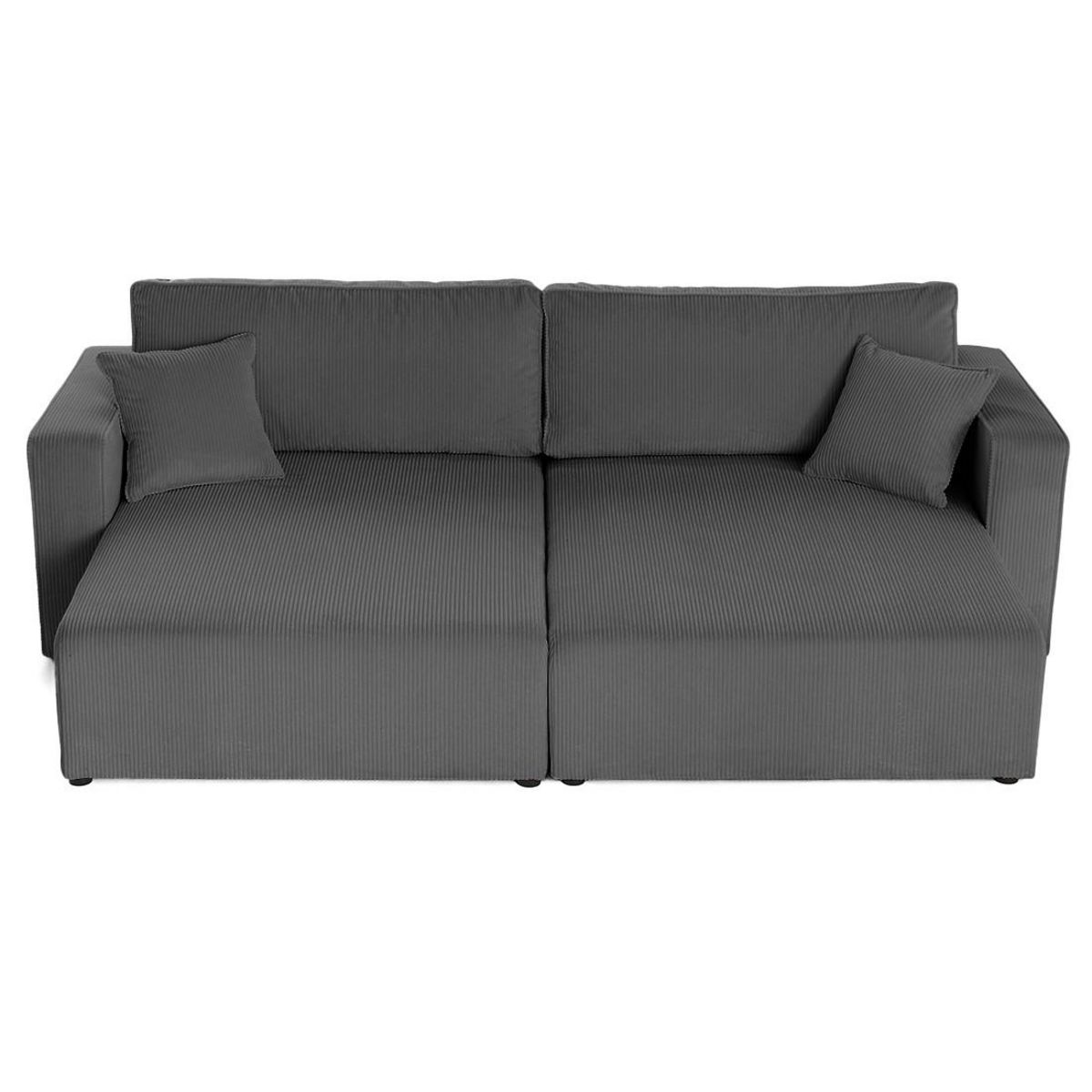 BEST MOBILIER Topaze - canapé droit 4 places avec double méridienne - assise profonde - en velours côtelé