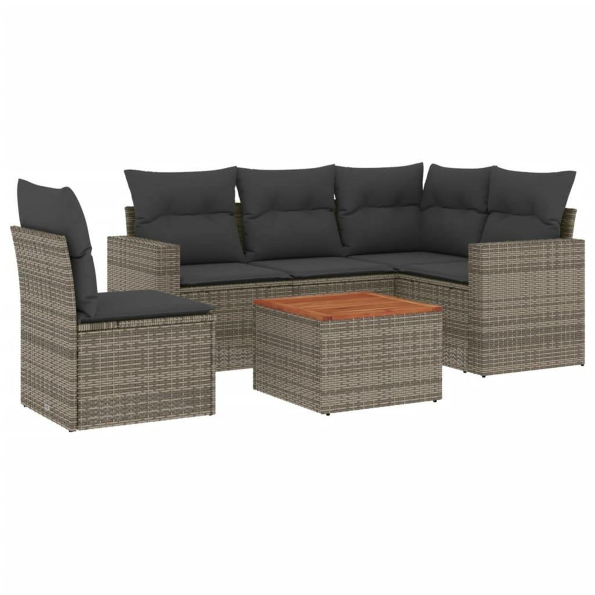 VIDAXL Salon de jardin 6 pcs avec coussins gris resine tressee