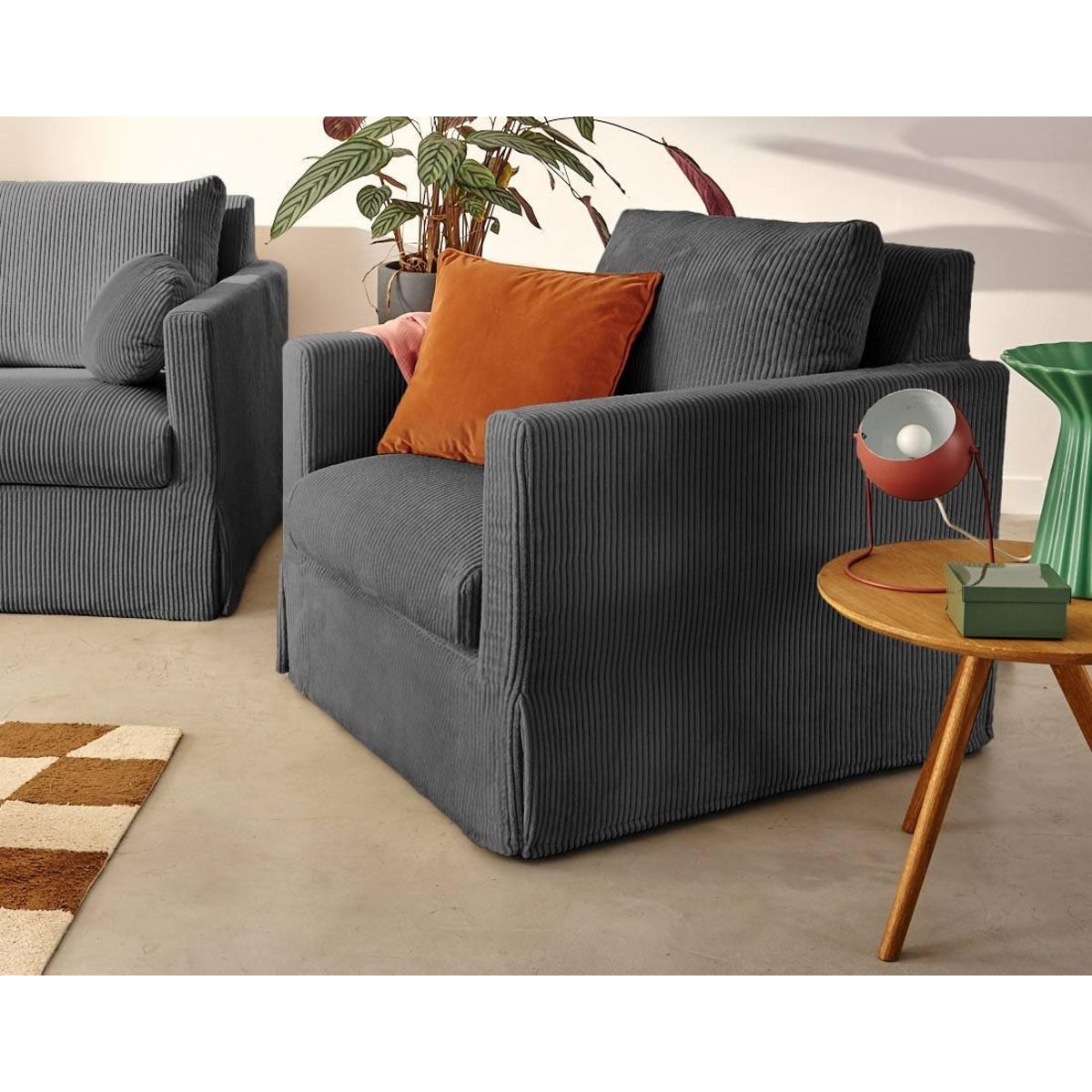 LISA DESIGN Serena - housse en velours côtelé pour fauteuil