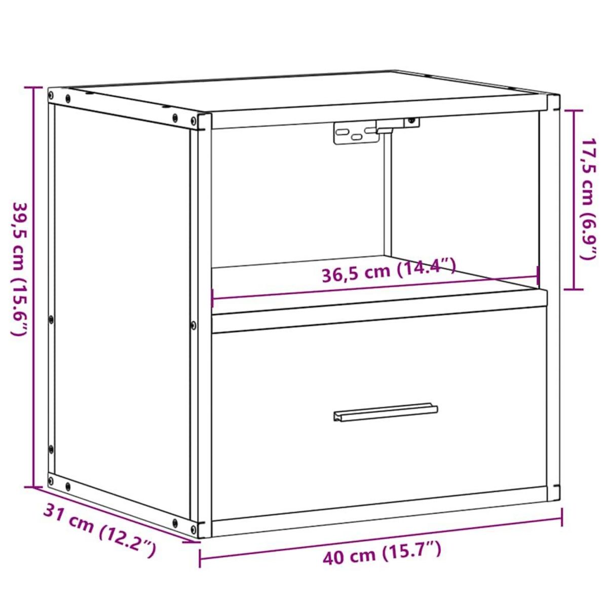 VIDAXL Tables de chevet murales 2 pcs Chene fume 40x31x39,5 cm