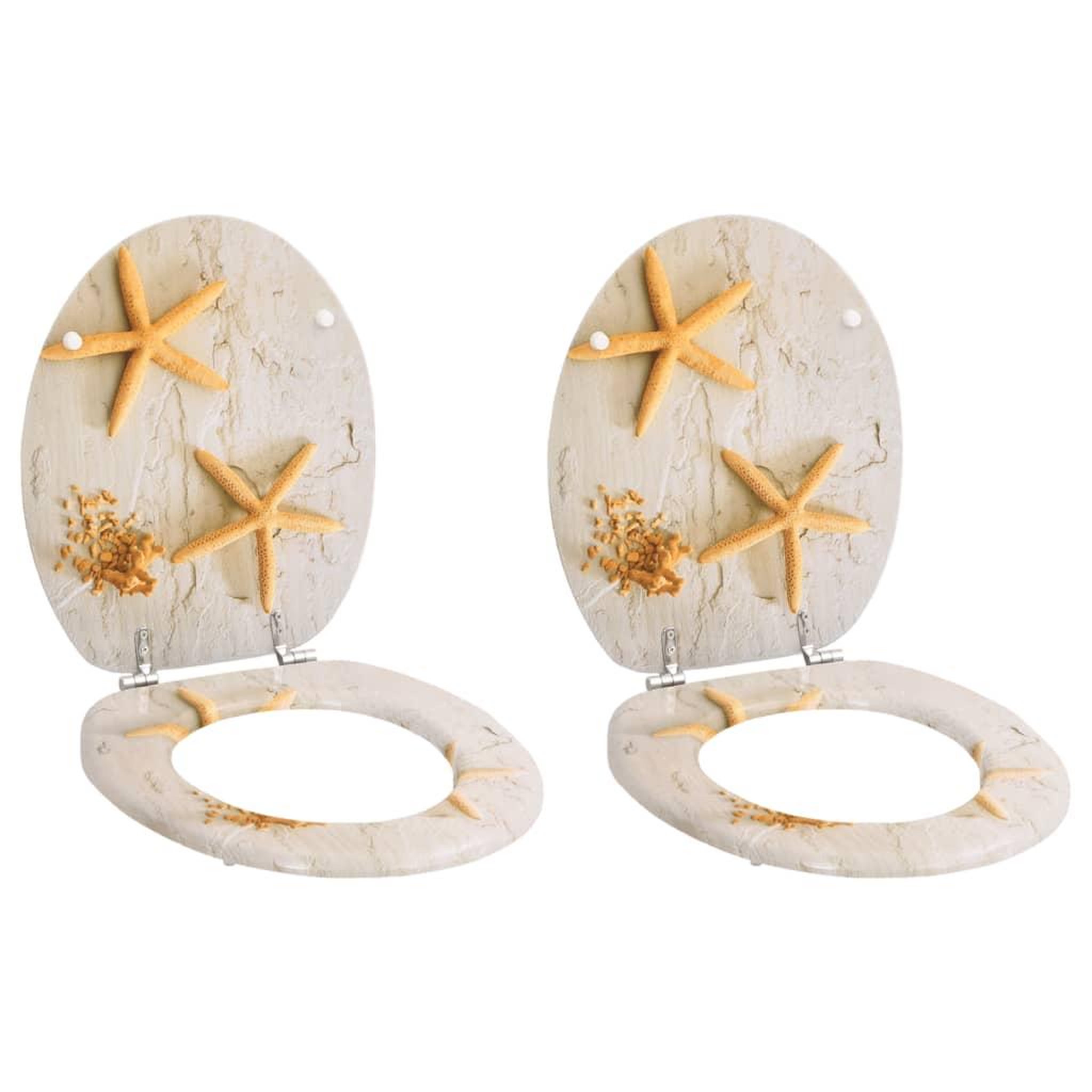 Voir la diapositive 1 : VIDAXL Sieges de toilette avec couvercles 2 pcs MDF Etoile de mer
