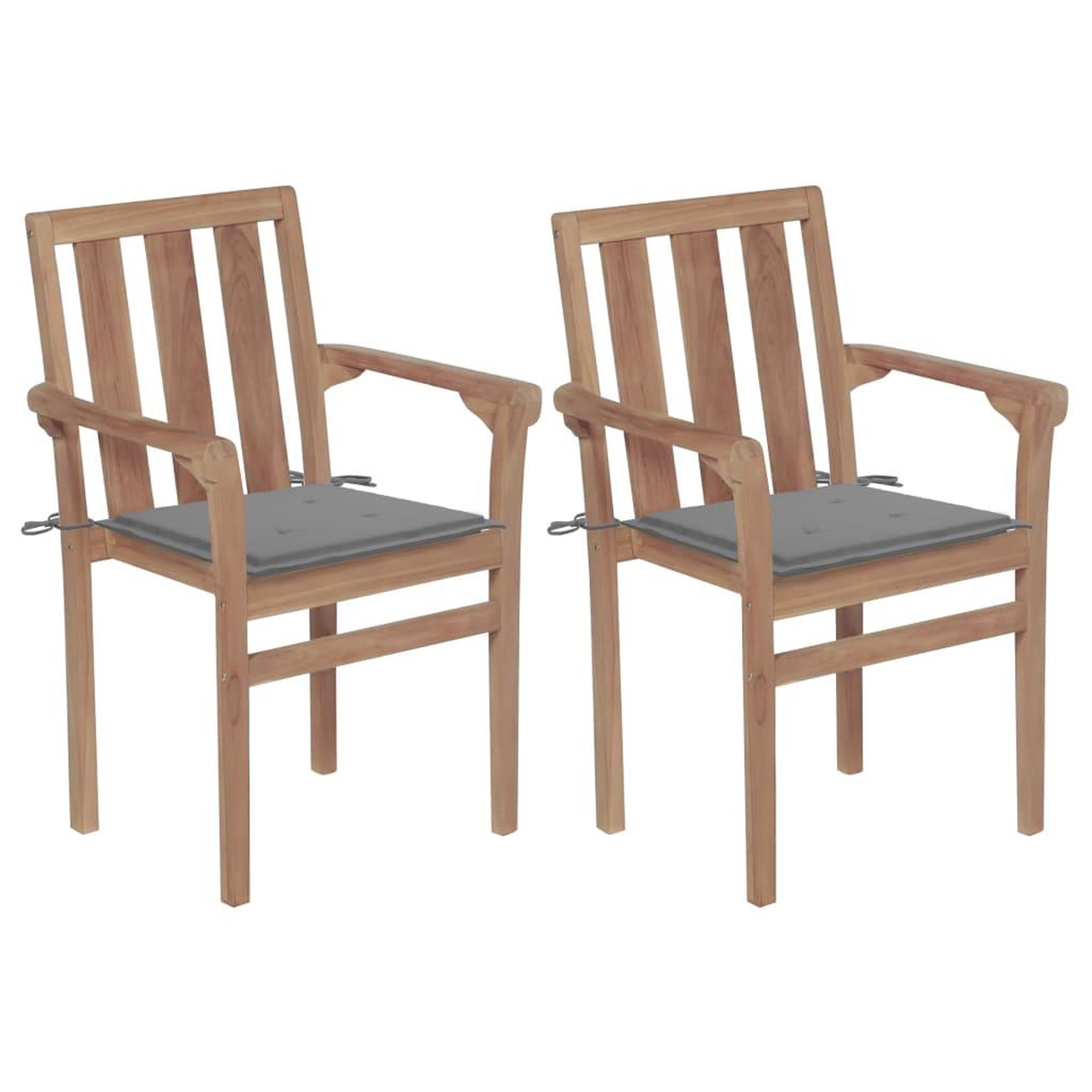 Voir la diapositive 1 : VIDAXL Chaises de jardin lot de 2 et coussins gris Bois de teck massif