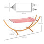 Voir la diapositive 3 : OUTSUNNY Hamac sur pied en bois - 1 place - bois teinte teck toile 100% coton rouge blanc rayée