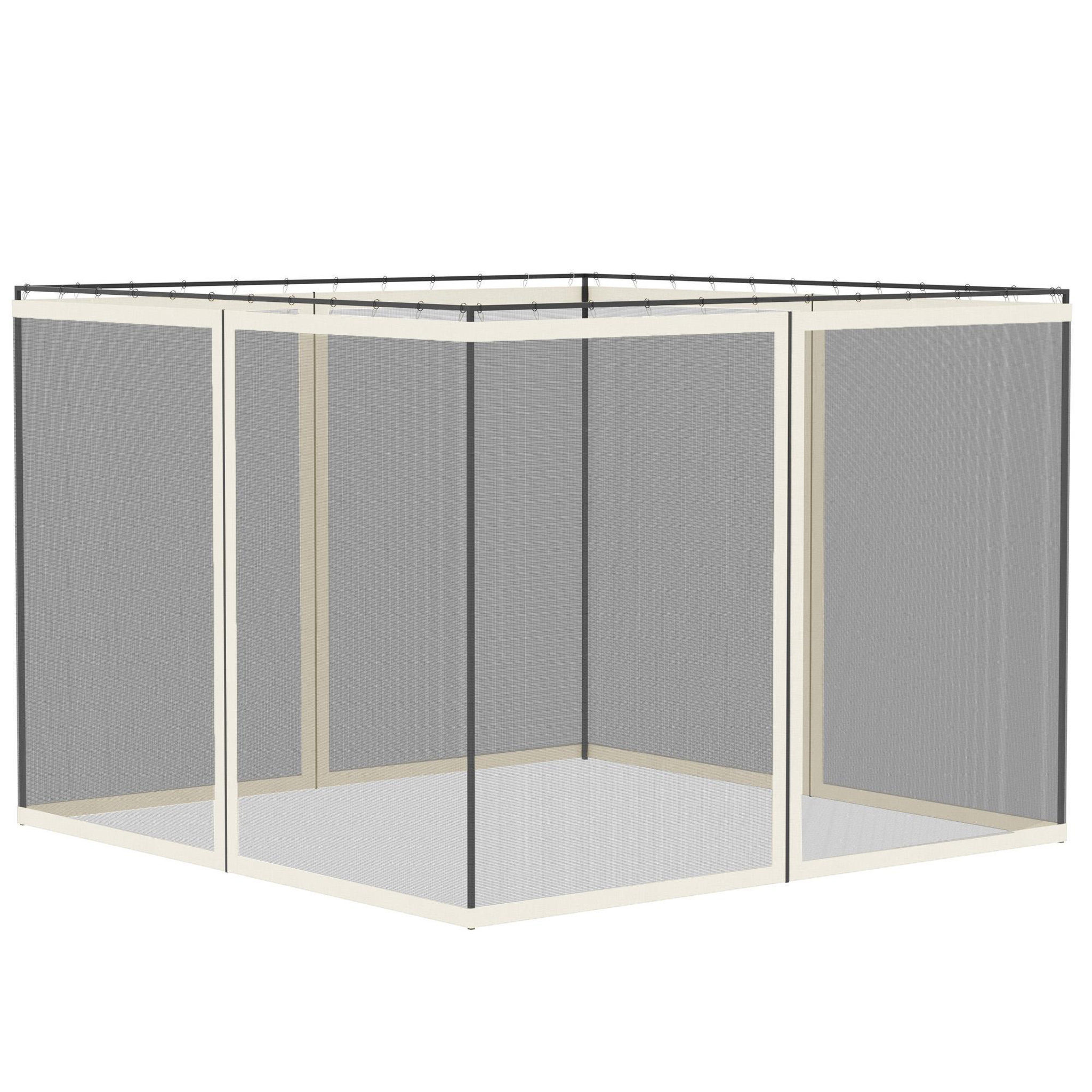 OUTSUNNY Moustiquaires pour tonnelle barnum pavillon de jardin 3x3m nylon noir