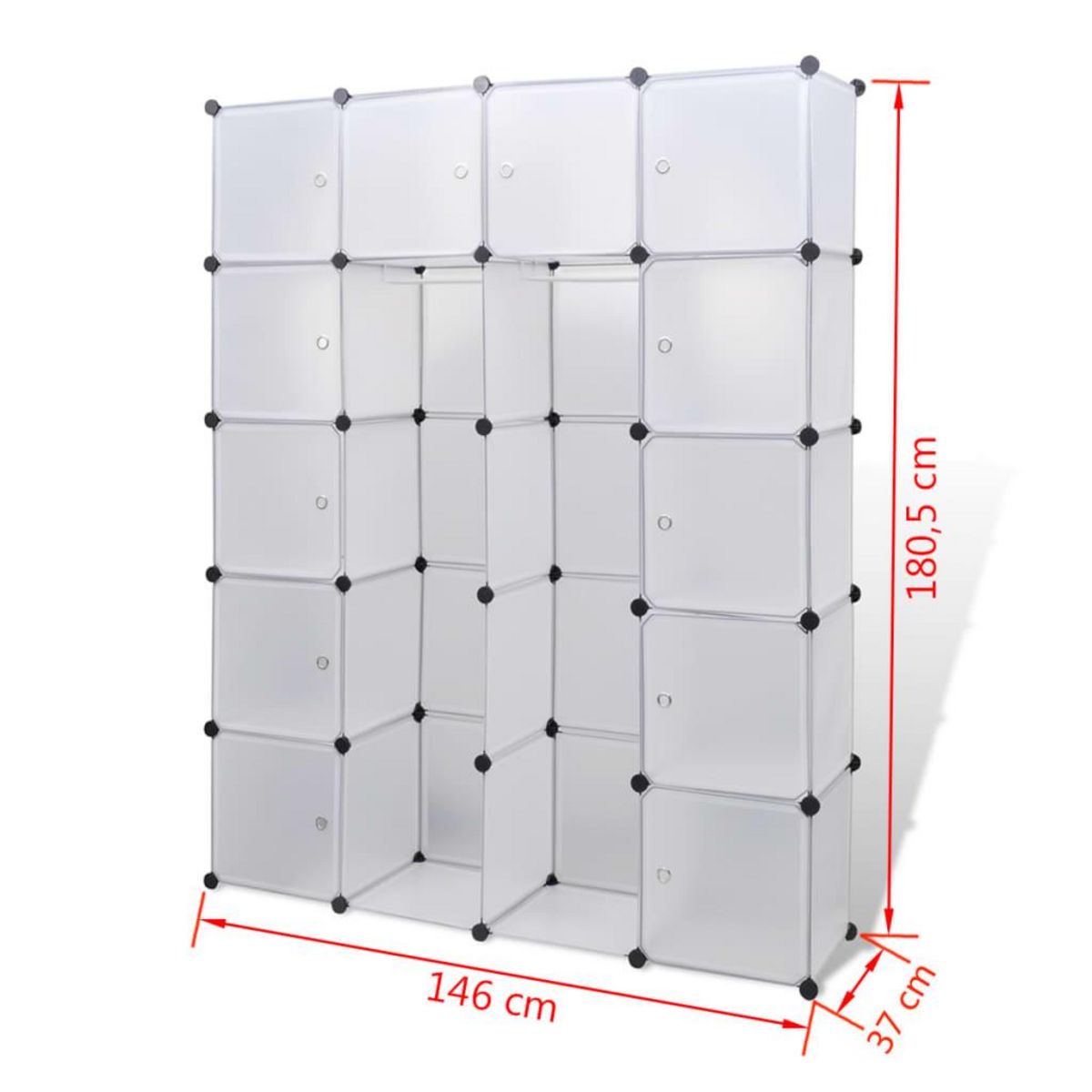 VIDAXL Armoire modulaire 14 compartiments blanc 37 x 146 x 180,5 cm