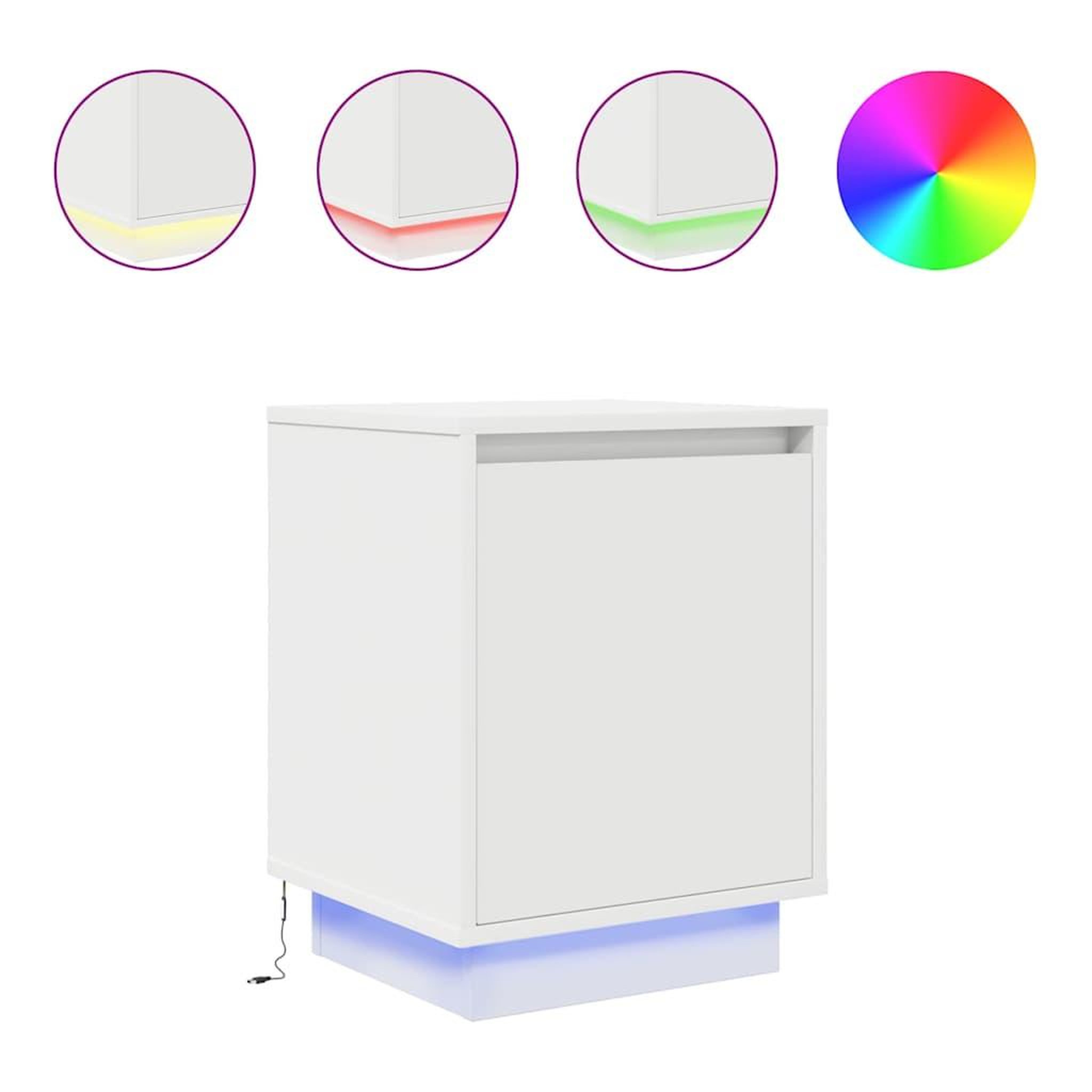 Voir la diapositive 2 : VIDAXL Tables de chevet avec lumieres LED 2 pcs blanc 38x34x50 cm