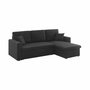 Voir la diapositive 1 : SWEEEK Canapé d'angle convertible en tissu noir - IDA - 3 places. fauteuil d'angle réversible coffre rangement lit modulable