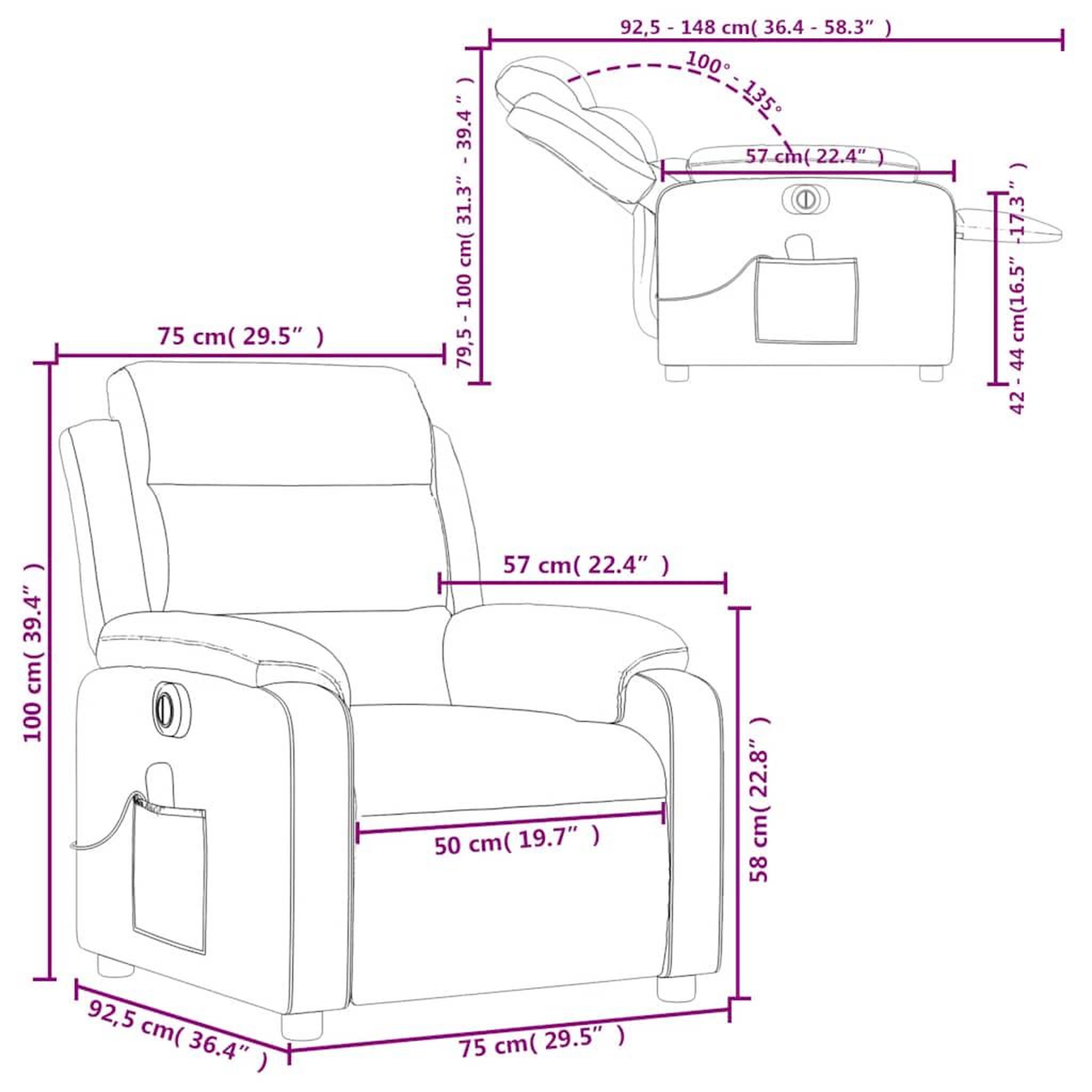 Voir la diapositive 6 : VIDAXL Fauteuil de massage inclinable electrique Taupe Tissu