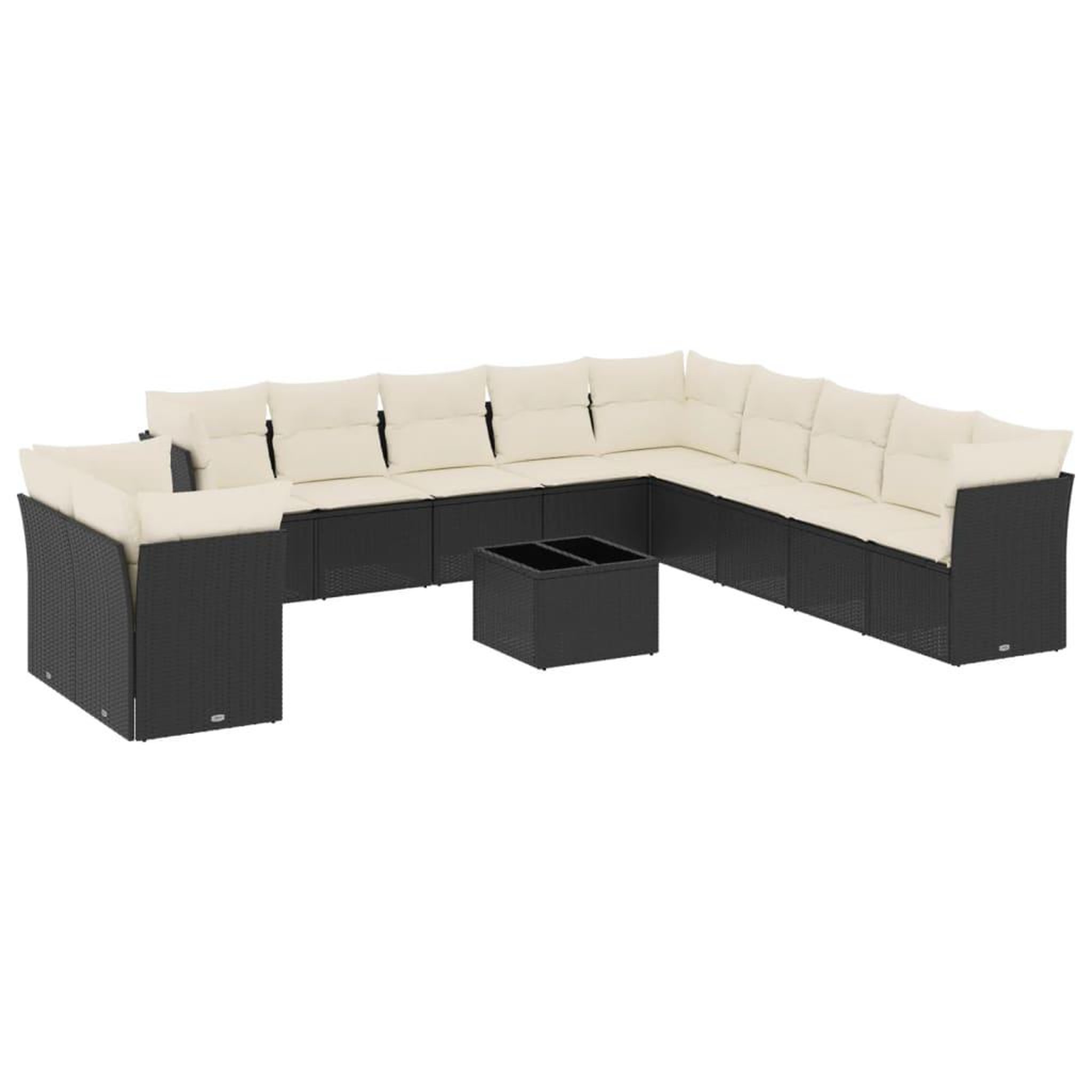 Voir la diapositive 2 : VIDAXL Salon de jardin 12 pcs avec coussins noir resine tressee