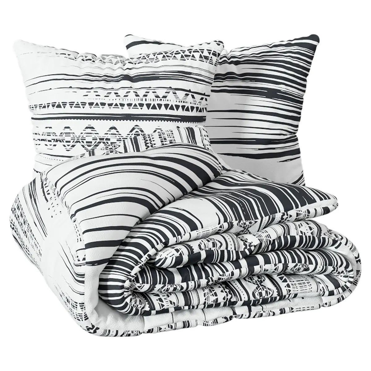 ATMOSPHERA Parure de Lit 3 Pièces  Ethnik  260x240cm Noir & Blanc