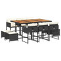 Voir la diapositive 2 : VIDAXL Ensemble a manger de jardin 11 pcs coussins noir resine tressee